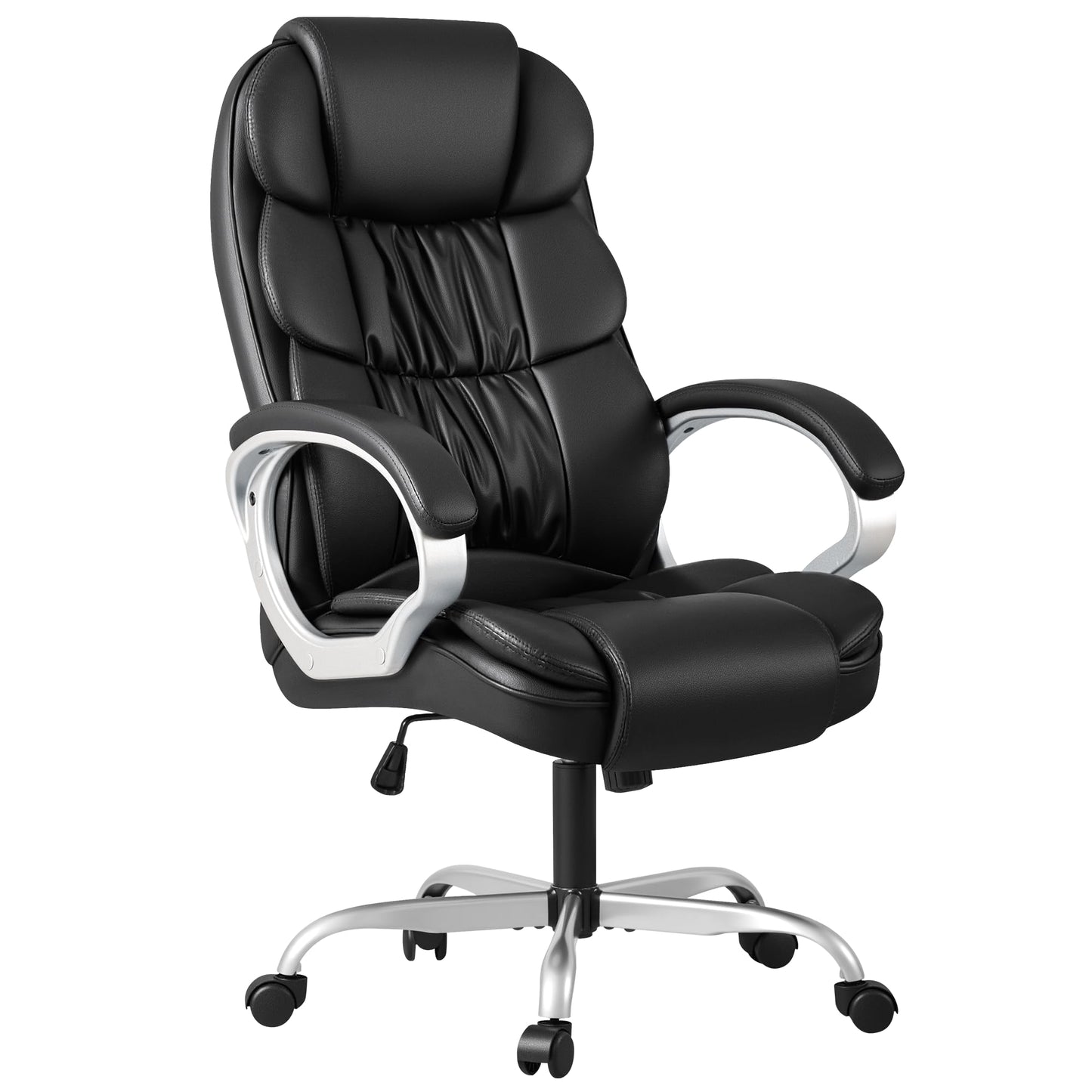 Homall Office Chair High Back Computer Desk Chair, PU Leather Adjustable Height Modern Executive Swivel Task Chair with Padded Armrests and Lumbar Support (Black) - Medaid International