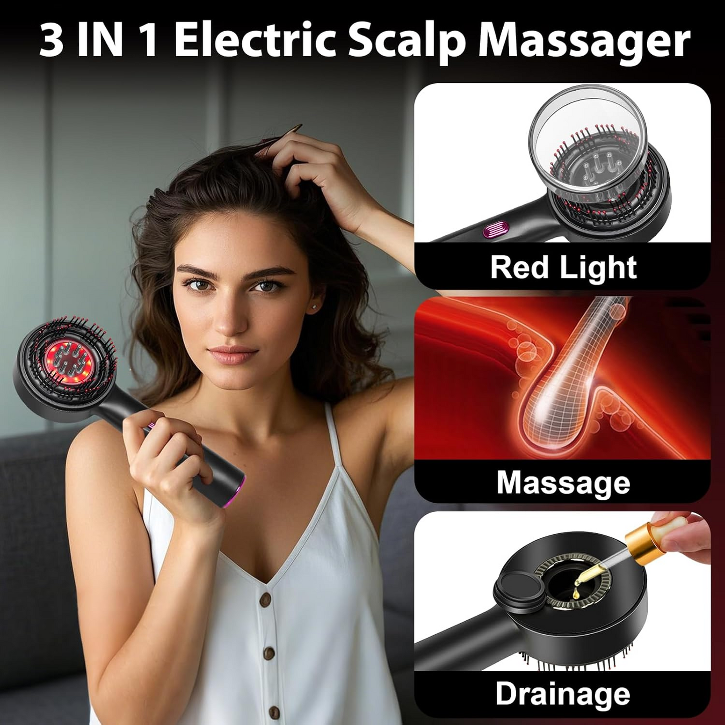 Laser Therapy Hair Growth Comb – Electric Scalp Massager & Hair Oil Applicator Waterproof - Medaid International