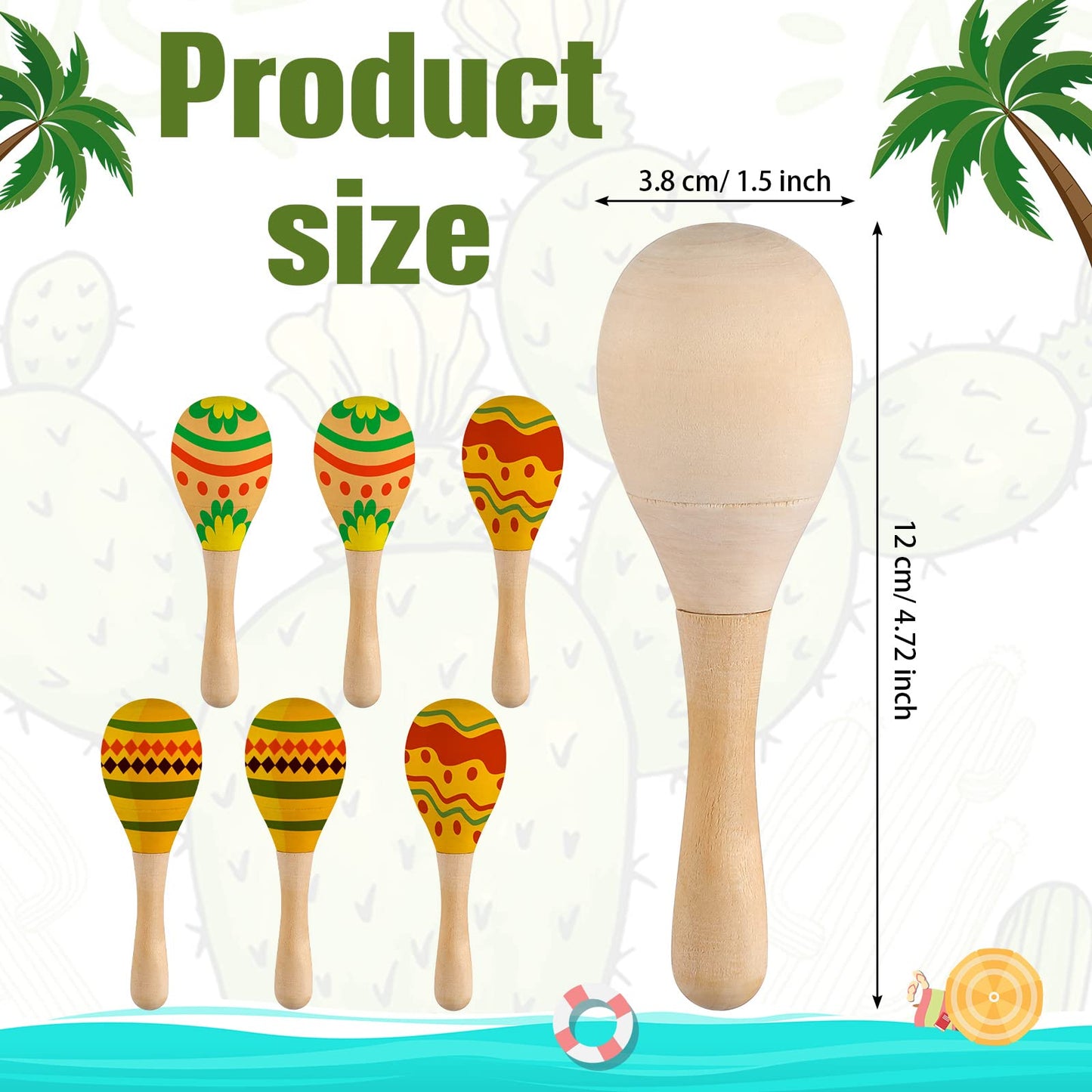 Jexine 60 Pcs DIY Mini Wooden Maracas Unfinished Wood Maracas for Kids Adults, Blank Egg Shakers Musical Instruments Mini Party Favors for Mexican Birthday Craft Decor - Medaid International