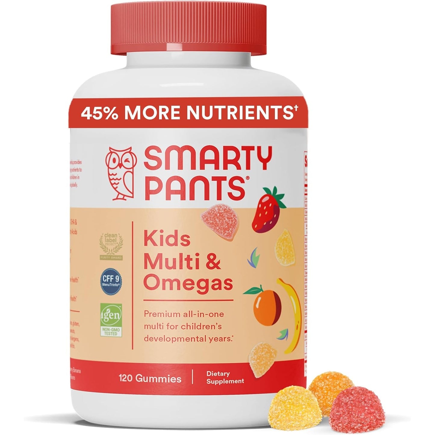 SmartyPants Kids Multivitamin Gummies: Omega 3 Fish Oil (EPA/DHA), Vitamin D3, C, Vitamin B12, B6, Vitamin A, K & Zinc - 120 Count (30 Day Supply) - Medaid