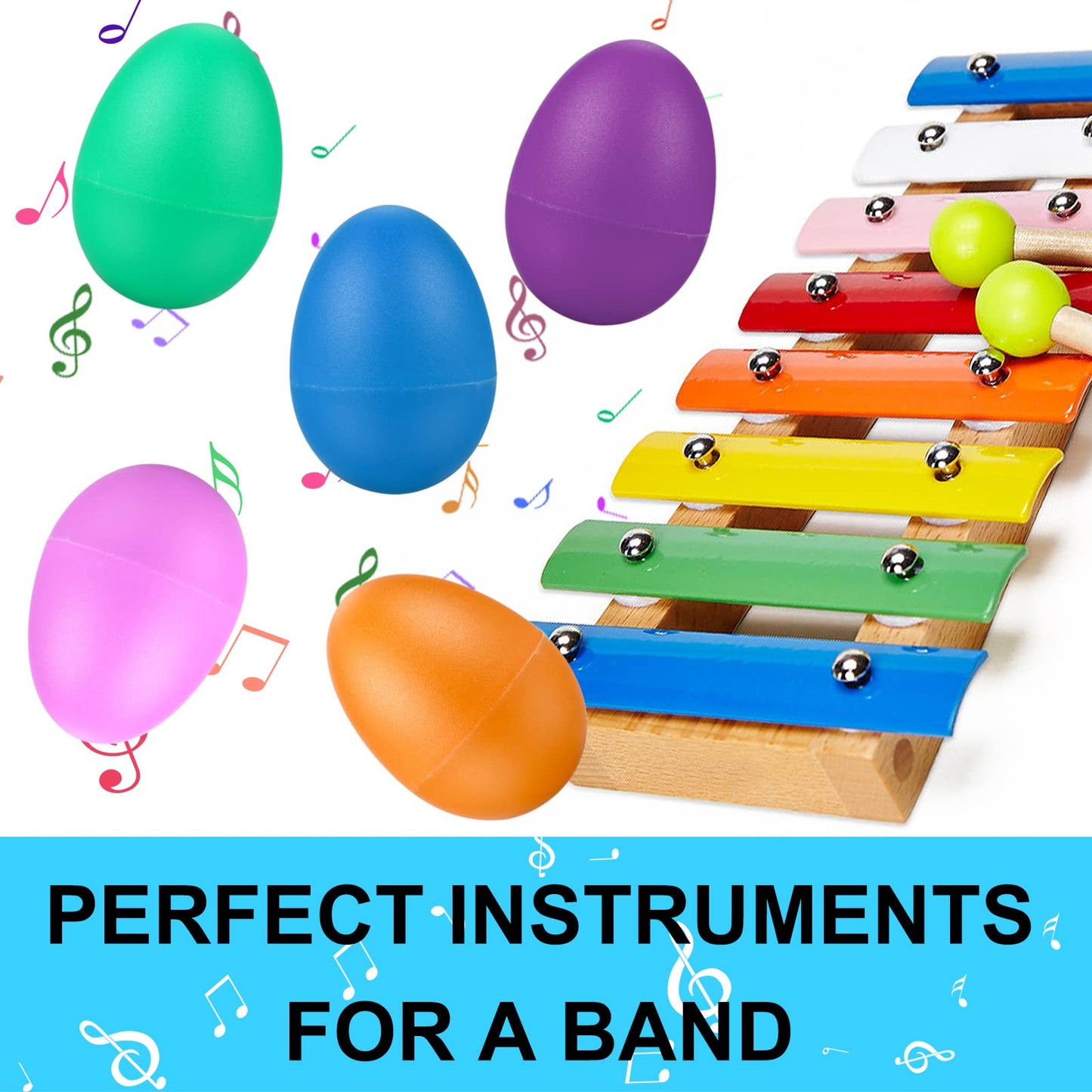 COCOMOON Egg Shakers Musical Instruments for Babies- 20Pcs Musical Maracas Percussion Instrument (10 Colors) Easter Egg Plastic Egg Shakers Kids Toys - Medaid International