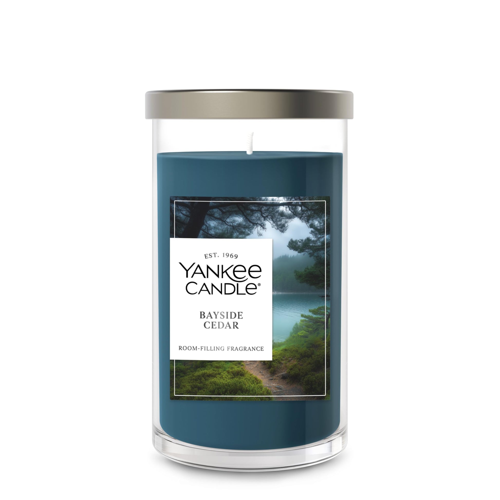 Yankee Candle Medium Pillar Scented Candle with up to 115 Hour Burn Time, Premium Plant Wax Blend for Consistent Burn, 14.25 oz Pillar Candle with Room Filling Fragrance, Bayside Cedar - Medaid International