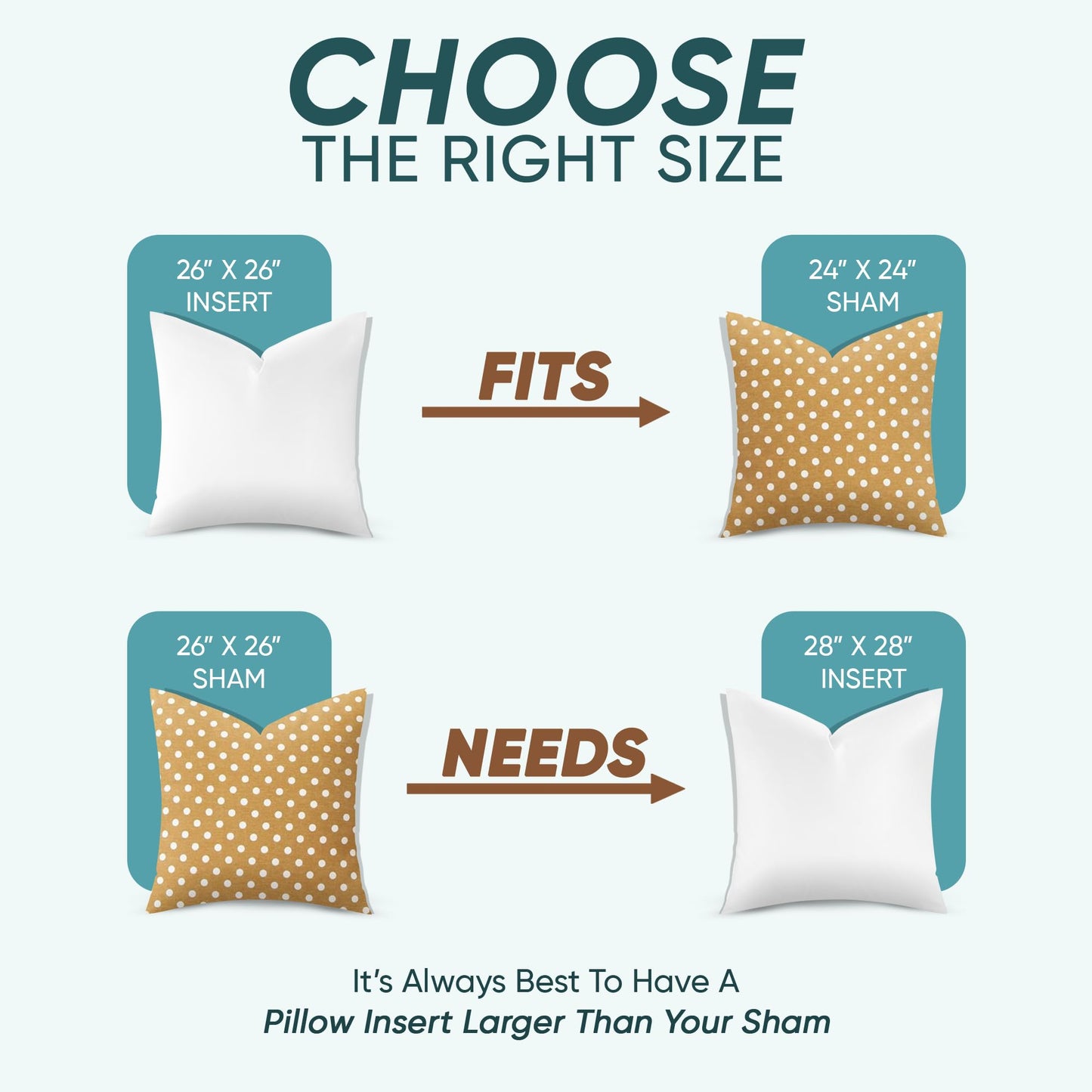 Pillowflex Synthetic Down Pillow Insert - 26x26 Down Alternative, Ultra Soft Large Square European Throw Pillow, Couch Euro Sham, Bed - 1 Decorative Form - Medaid International