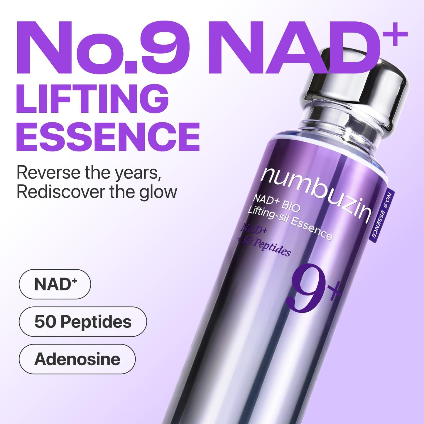 numbuzin No.9 Essence | NAD+ BIO Lifting-sil Essence | Firming, Reduce Wrinkles, Fine Lines | Peptides, NAD+ | Serum for Sagging, Aging, Dull Skin | 1.69 fl. oz. - Medaid International