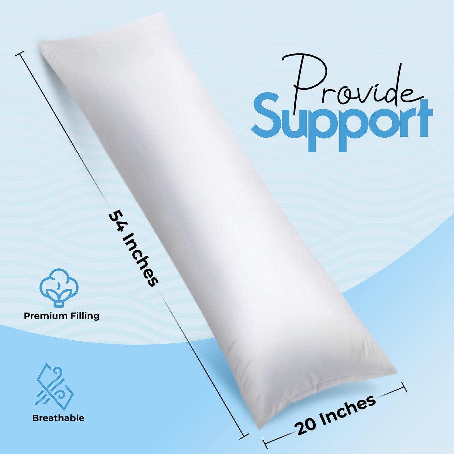 Utopia Bedding Full Body Pillow for Adults (White, 20 x 54 Inch), Long Pillow Insert for Sleeping, Ideal for Side Sleepers - Medaid International