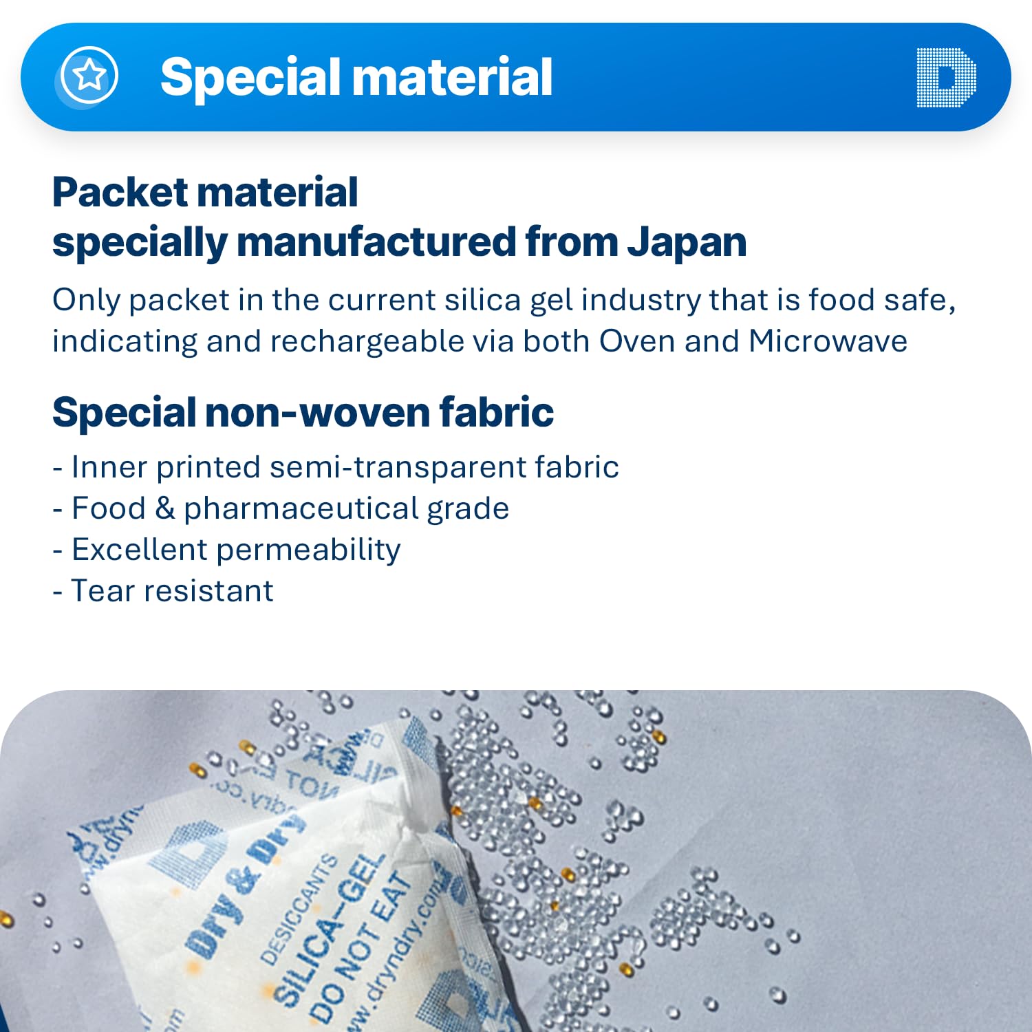 Dry & Dry Orange Indicating(Orange to Dark Green) Mixed Silica Gel Packets - Food Safe Rechargeable Silica Desiccants Gel Packs - 5 Packs (100 Gram) - Medaid International