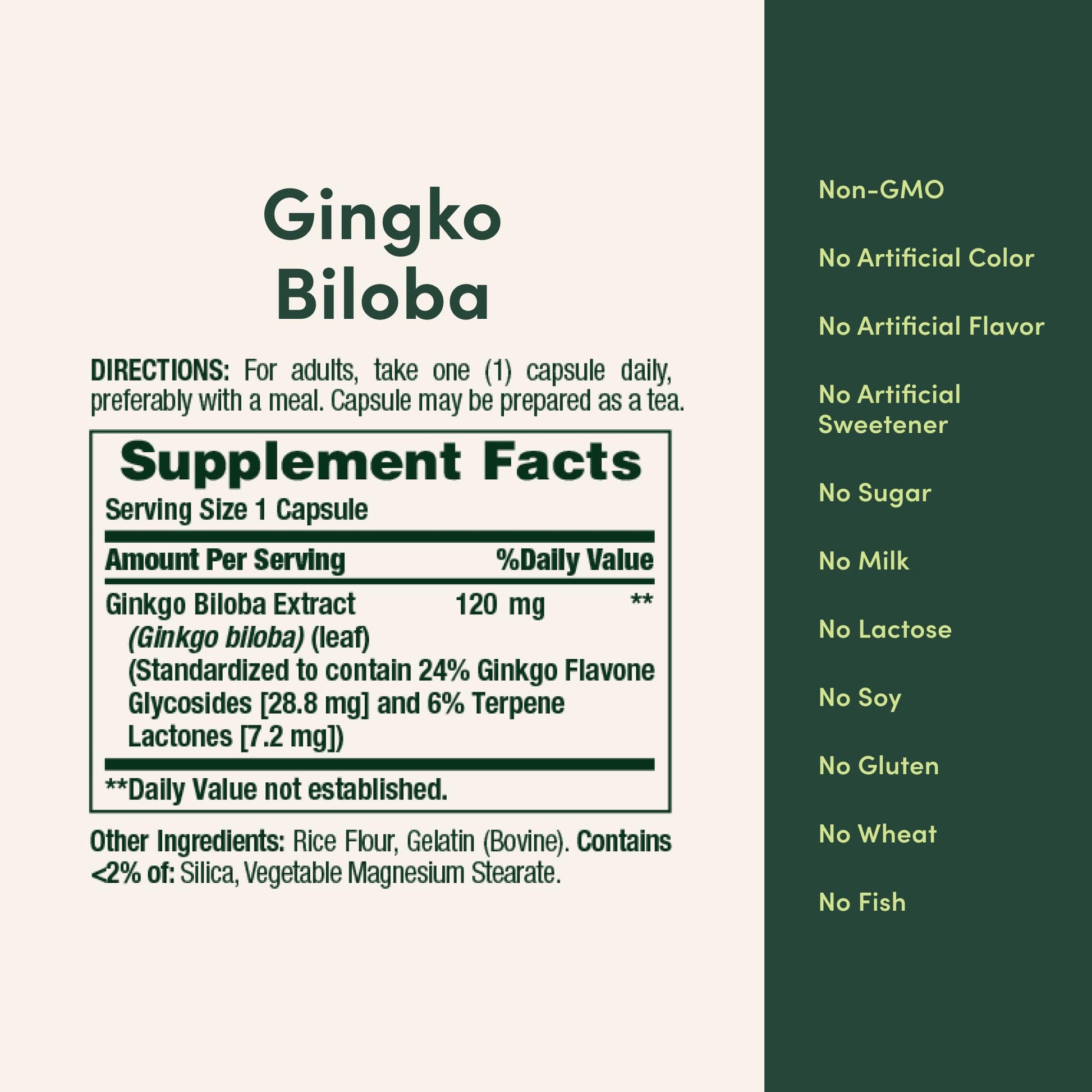 Nature's Bounty Ginkgo Biloba Capsules 120mg, Memory Support Supplement, Supports Brain Function and Mental Alertness, 100 Capsules - Medaid International