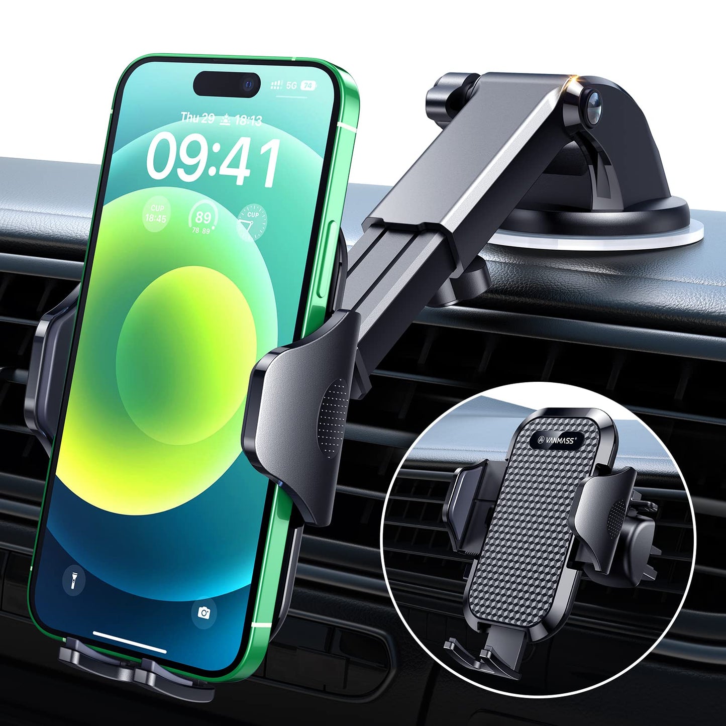 VANMASS Car Phone Holder 2025 Military-Grade Phone Holder for Your Car Windshield Dashboardใ 65 Lbs Strongest SuctionใใPatent & Safety Certsใ Universal Cell Phone Car Mount for iPhone Samsung Android - Medaid International