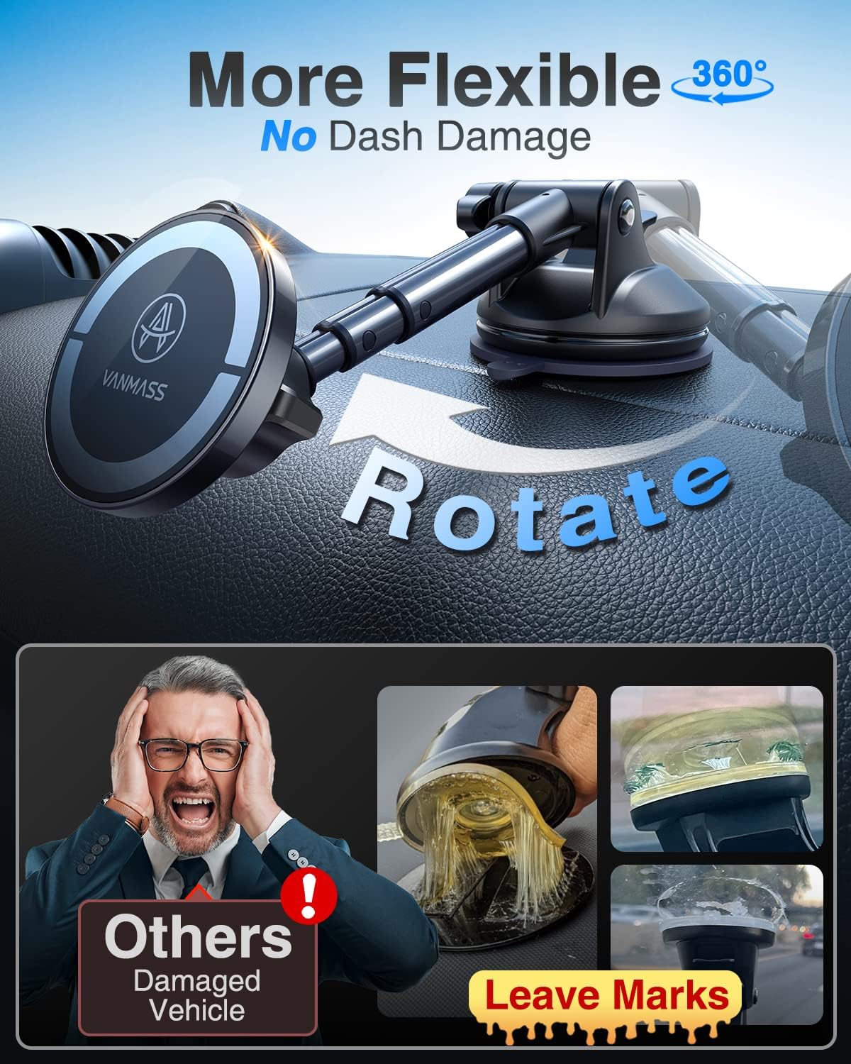 【2025 Military-Grade】VANMASS for MagSafe Car Mount【Upgraded Strongest Magnetic&Suction】Phone Holder Cell Stand for Dashboard Windshield Vent,Tesla Truck Cradle for iPhone 17 Pro Max 16 15 14 13 12 Air - Medaid International