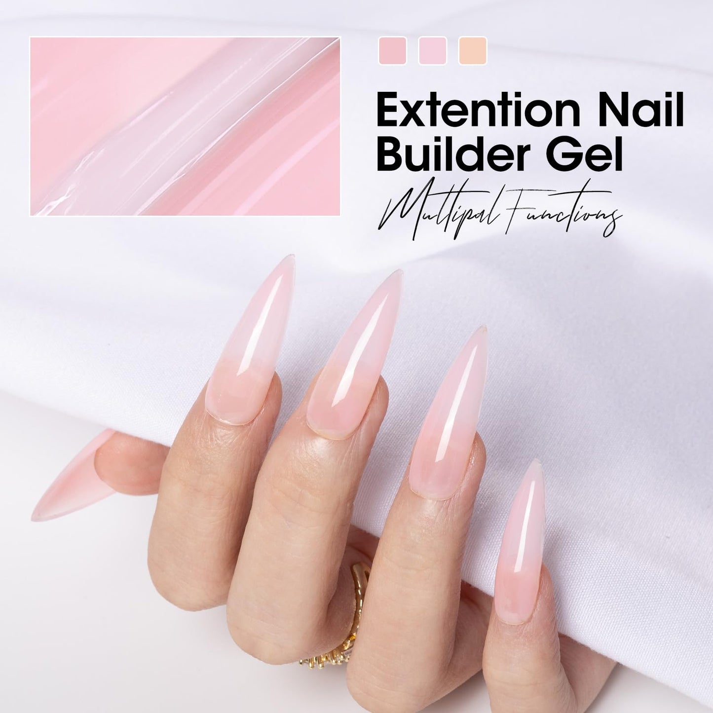 Gellen Professional Extension Poly Gel Soak Off UV Builder Gel Set Acrylic Nail Kit, DIY Home Gel Manicure (15ml, 4 Colors), Peach Clear Pink Lavender - Medaid International
