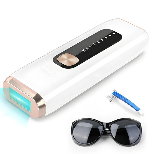 IPL Laser Hair Removal Device for Women Men at Home, Upgraded to 999,900 Flashes Permanent for Facial Legs Arms Bikini Line Whole Body Treatment (White Gold) - Medaid International