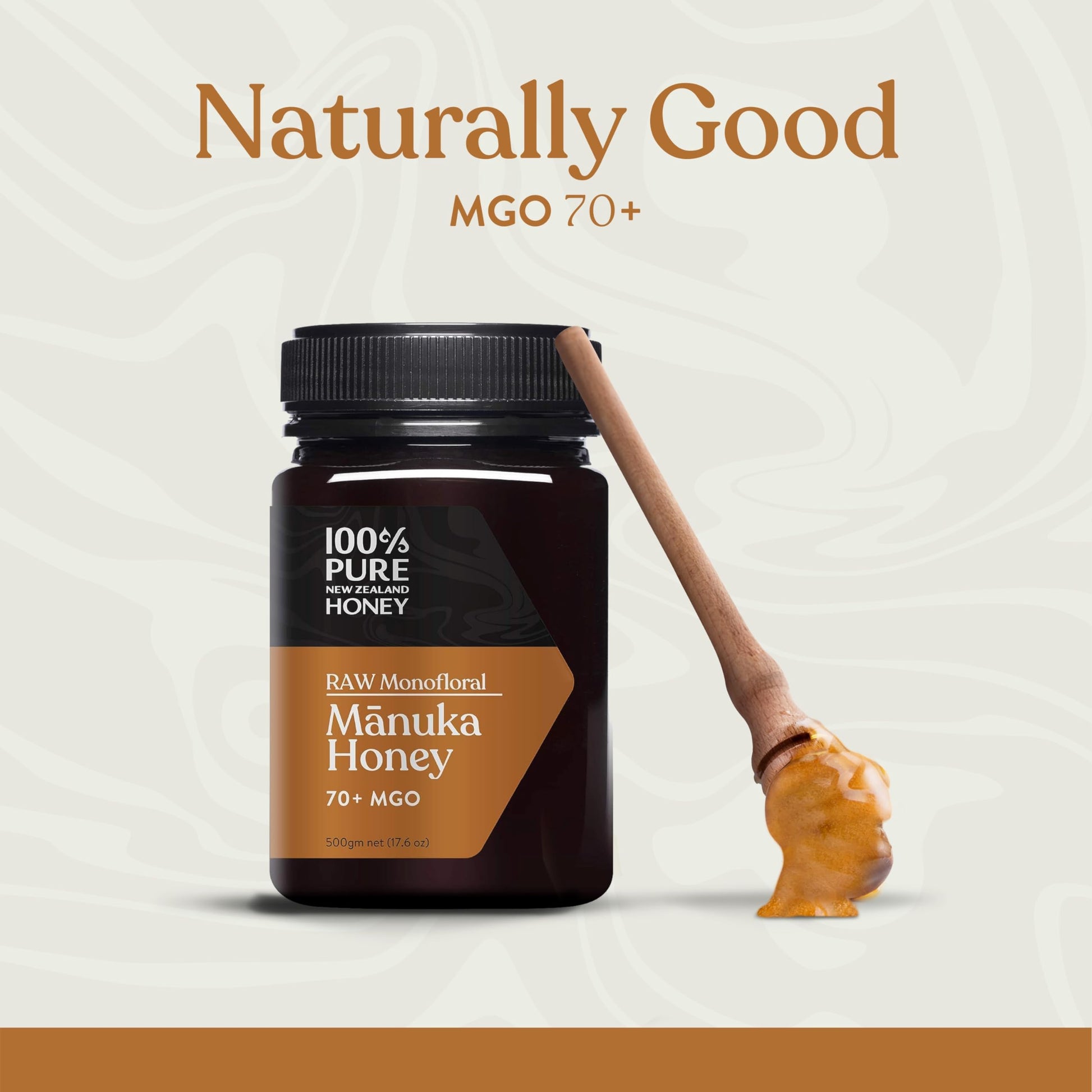 100% Pure New Zealand Honey - MGO 70+ Monofloral Mānuka Honey, 100% Pure New Zealand Raw Mānuka, 17.6 Ounce (500g) (Pack of 1) - Medaid International