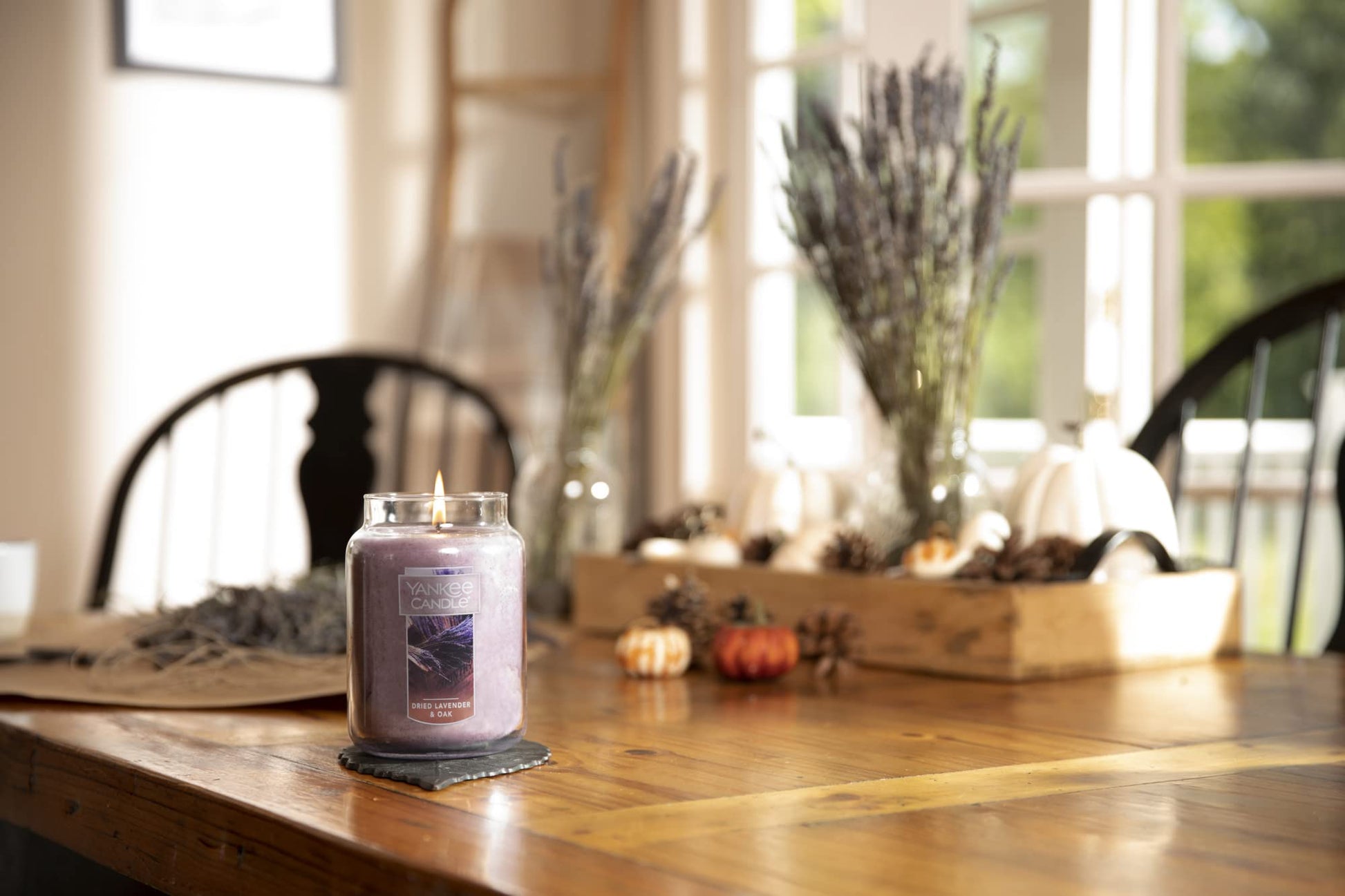 Yankee Candle Dried Lavender & Oak Scented Classic 22 Oz Large Jar Single Wick Aromatherapy Candle Over 110 Hours of Burn Time Ideal for Creating a Welcoming Home Perfect for Gifting - Medaid International