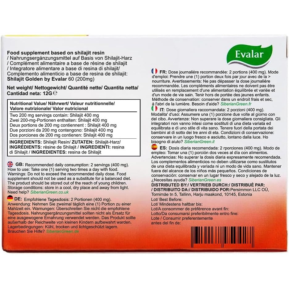 Evalar Shilajit Golden Siberian Altai 60 Tabs - Medaid International