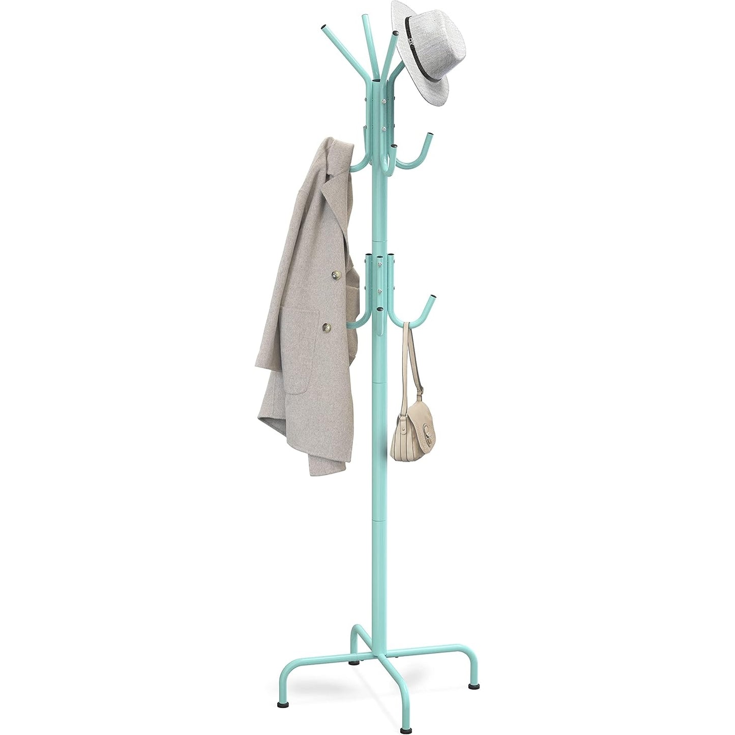 Simple Houseware Standing Coat and Hat Hanger Organizer Rack, 12 Hooks White - Medaid International