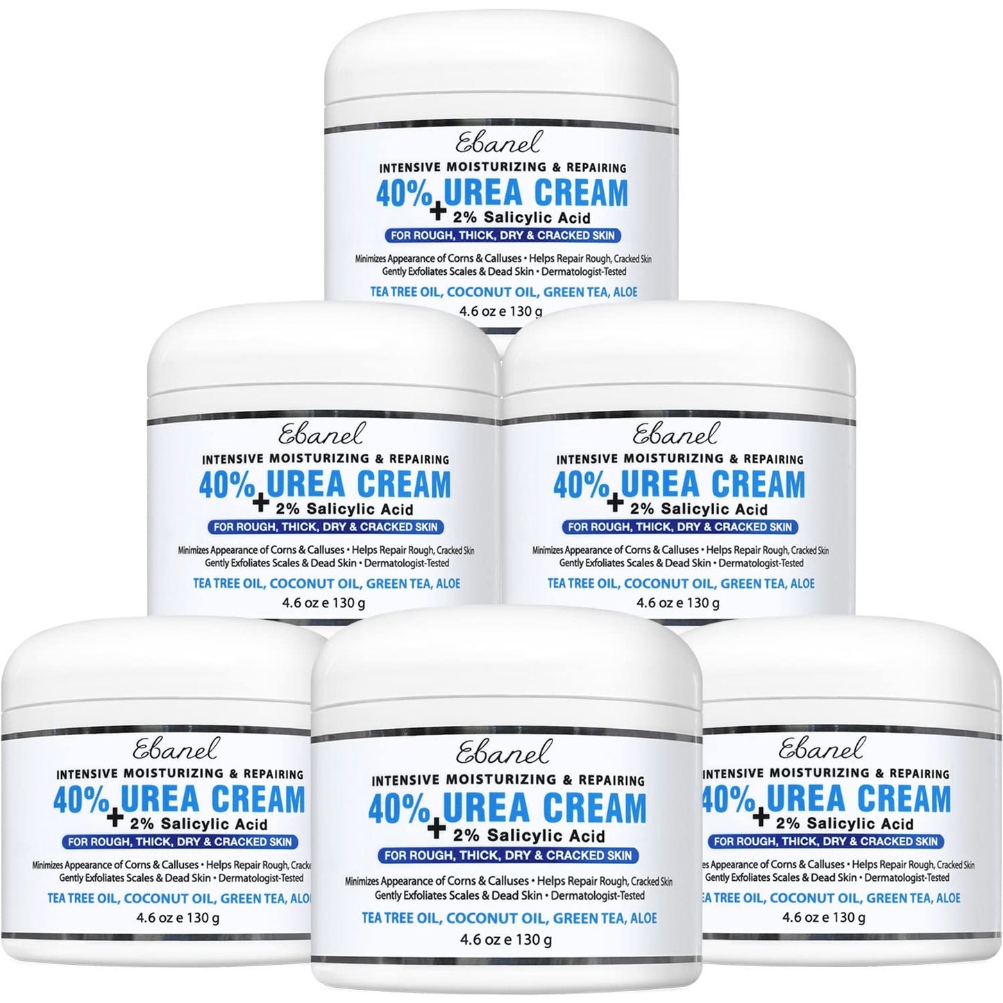 Ebanel Urea Cream 40% plus Salicylic Acid 2%, Foot Cream for Dry Cracked Heels Feet Knees Elbows Hands, Foot Dead Skin Cuticle Callus Remover Toenail Softener, Keratolytic Skin Barrier Repair Cream - Medaid International