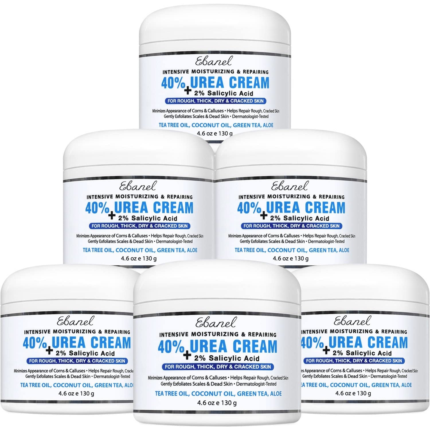 Ebanel Urea Cream 40% plus Salicylic Acid 2%, Foot Cream for Dry Cracked Heels Feet Knees Elbows Hands, Foot Dead Skin Cuticle Callus Remover Toenail Softener, Keratolytic Skin Barrier Repair Cream - Medaid International