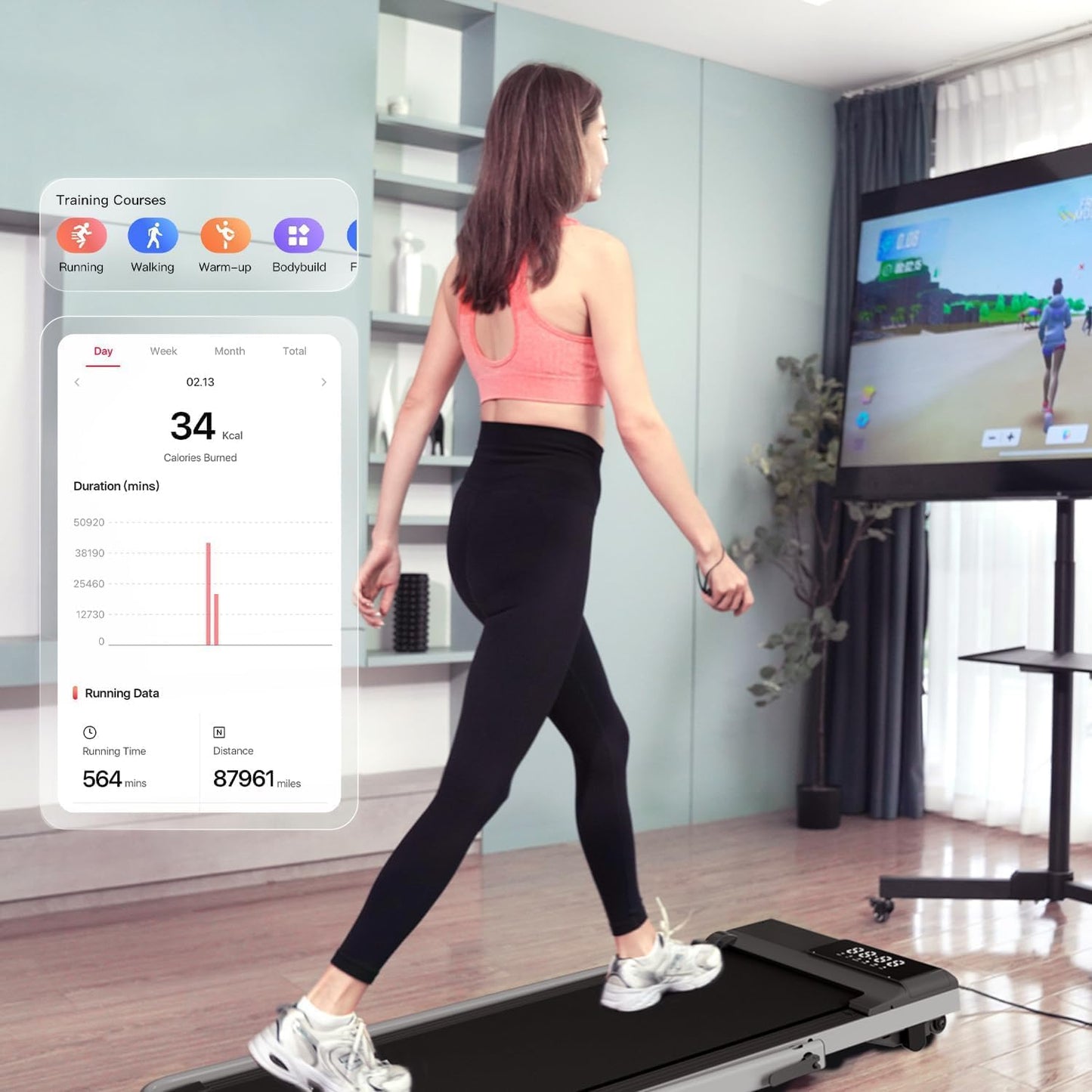 DeerRun Walking Pad Treadmill with Incline and Handle Bar, 3 in 1 Foldable Treadmills for Home Small Office, 300lbs Portable Compact Under Desk Treadmill with App - Medaid International