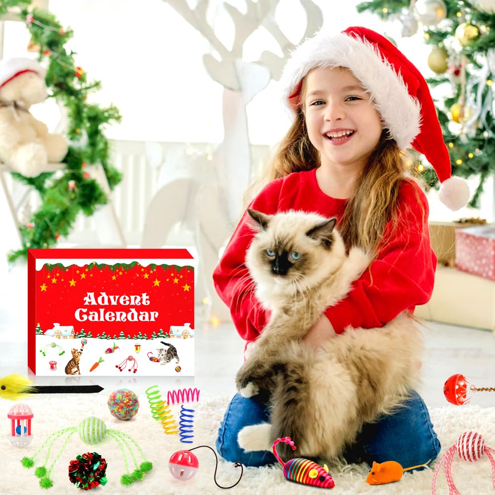 GWAHSA Cat Advent Calendar 2025, 24 Days Christmas Countdown Calendar with Assorted Interactive Cat Toys for Indoor Kitten Cats Pet Surprise Xmas Gifts for Cat Lovers Women - Medaid International