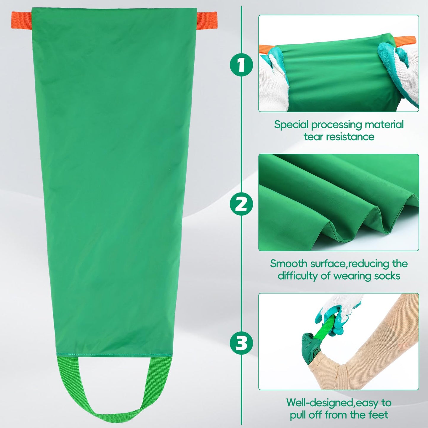 Vicenpal 2 Pcs Easy Slide Compression Stocking Aid Device for Putting on Socks Helpers Tool Compression Stocking Donning Gloves for Seniors Women - Medaid International