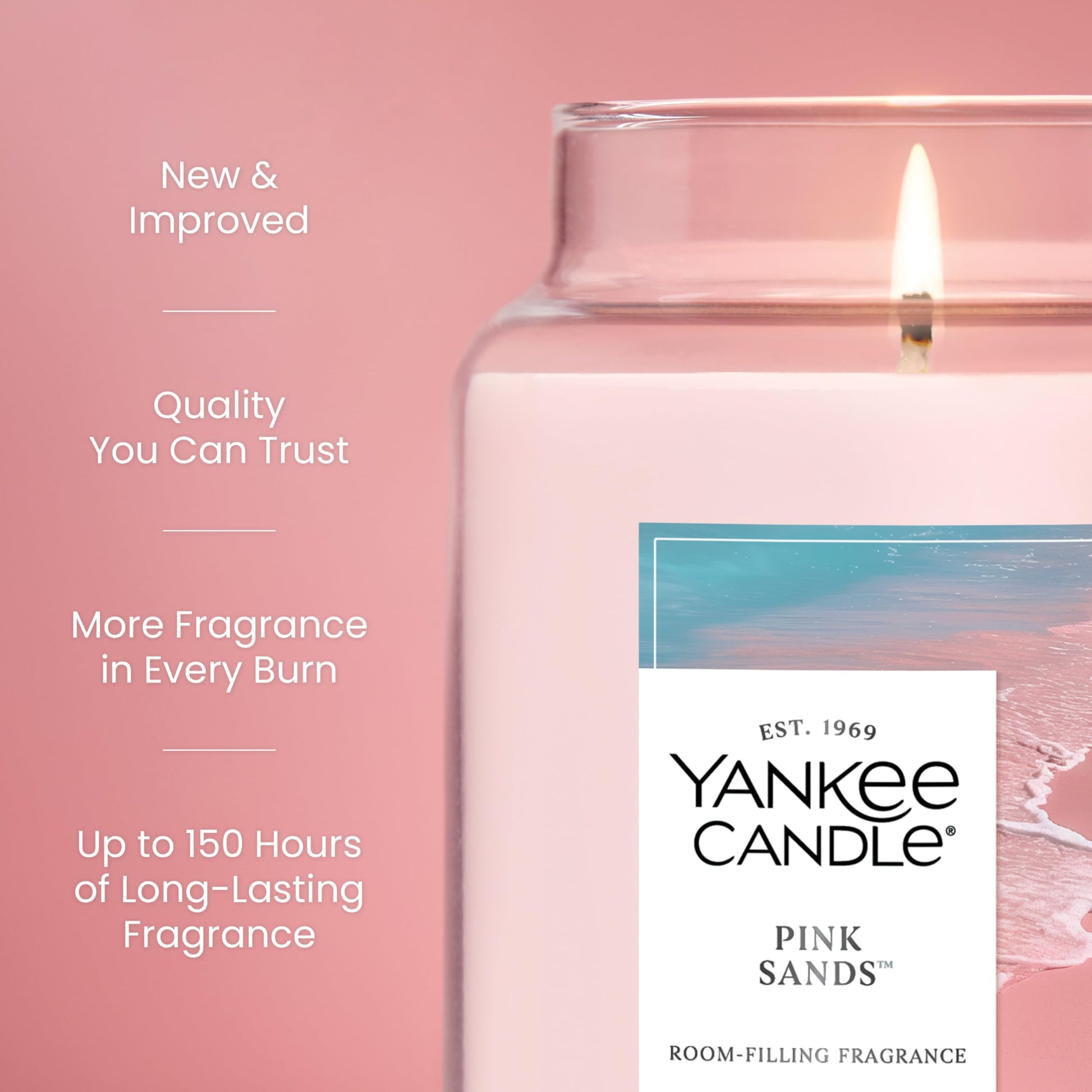 Yankee Candle Pink Sands Scented Candle, 22oz Large Jar with up to 150 Hour Burn Time, Giftable, Birthdays - Medaid International