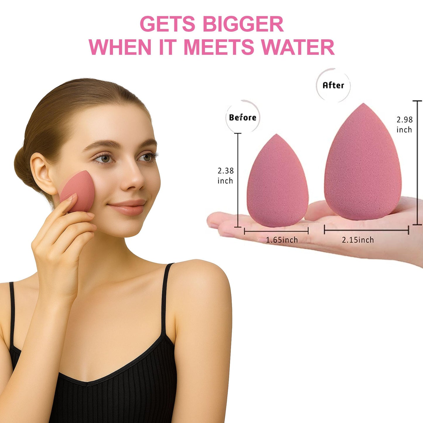 4PCS Makeup Sponge Set with Storage Box, Beauty Blender Sponges for Liquid Cream and Powder, Dry and Wet Use Foundation Blending Applicators for Flawless Makeup Application Pink - Medaid International