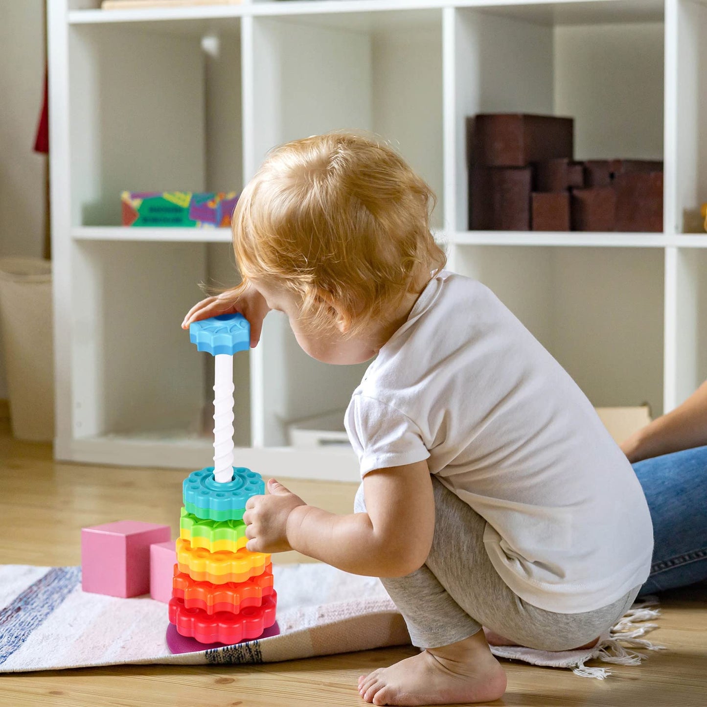NiToy Spinning Stacking Toy for Kids, Rainbow Tower Dual-Color Spinning Wheels Premium Strong BPA-Free ABS Plastic Early Education Fun Learning and Engaging Brain Development Toys (Large 6th Floor) - Medaid International