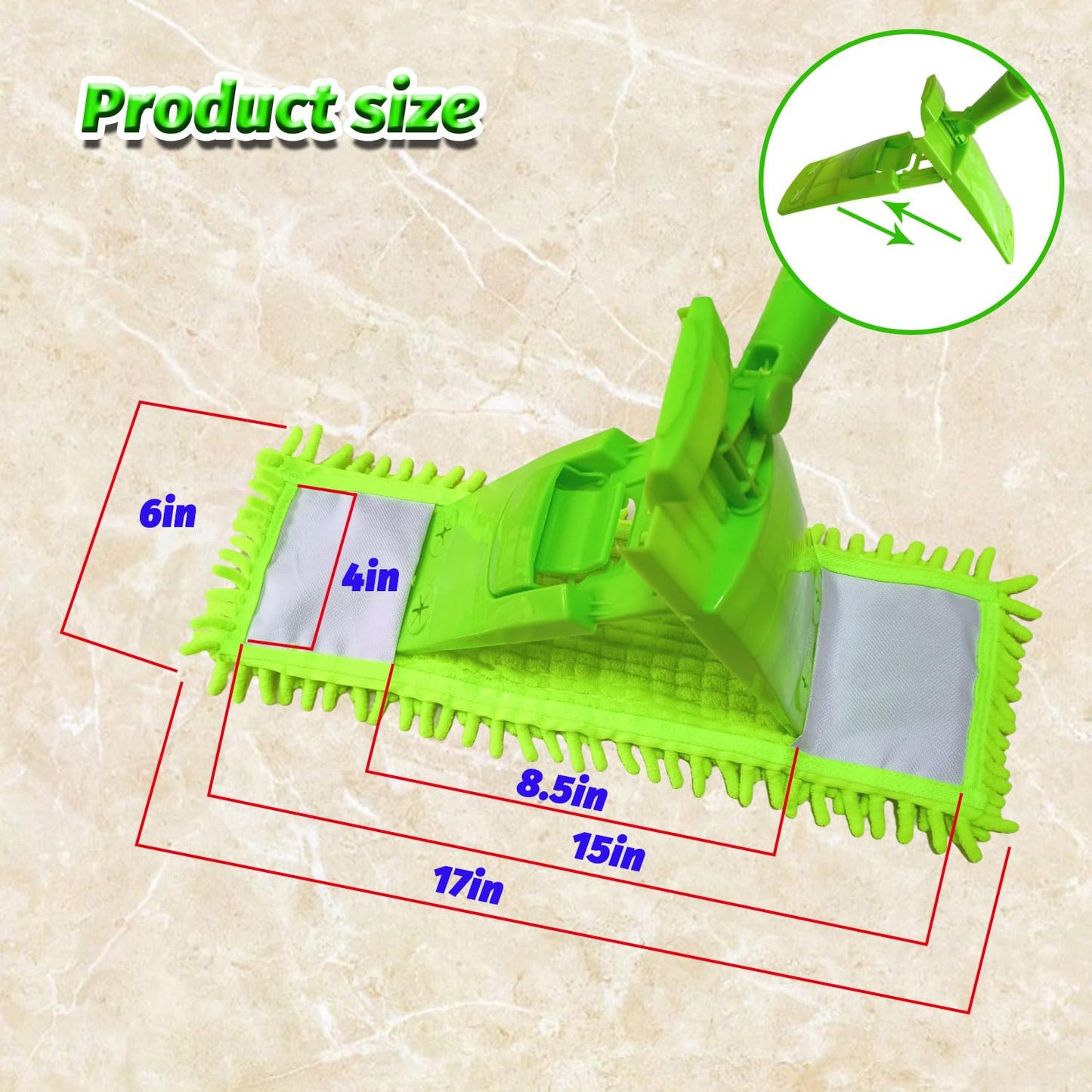 4 Pack Reusable Microfiber Mop Pads Compatible with 3M Scotch-Brite M-005 Floor Mops, 2 Pack Wet and 2 Pack Dry Use Pads Fit for Folding mop 15 in*3.9 in mop Head - Medaid International