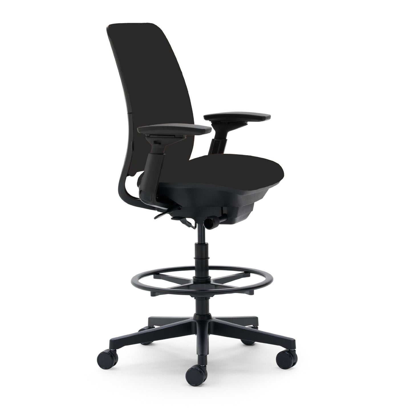 Steelcase Amia Fabric Stool with Fully Adjustable Arms, Black - Medaid International