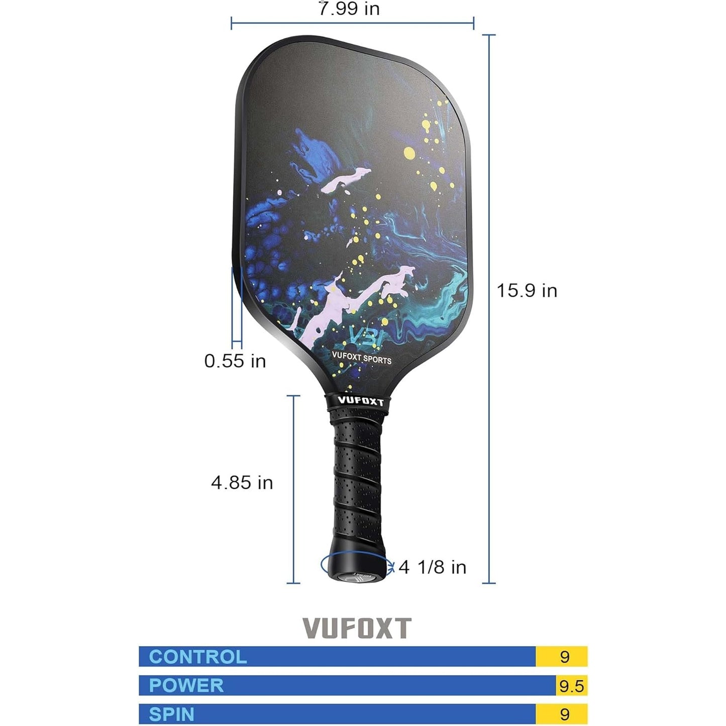 Pickleball Paddles Set of 2, USAPA Approved 99.99% Carbon Fiber Surface Pickleball Sets PP Honeycomb Core Pickleball Rackets, Lightweight Paddles with 4 Balls 1 Bag for Beginners Medium (Blue Waves) - Medaid International