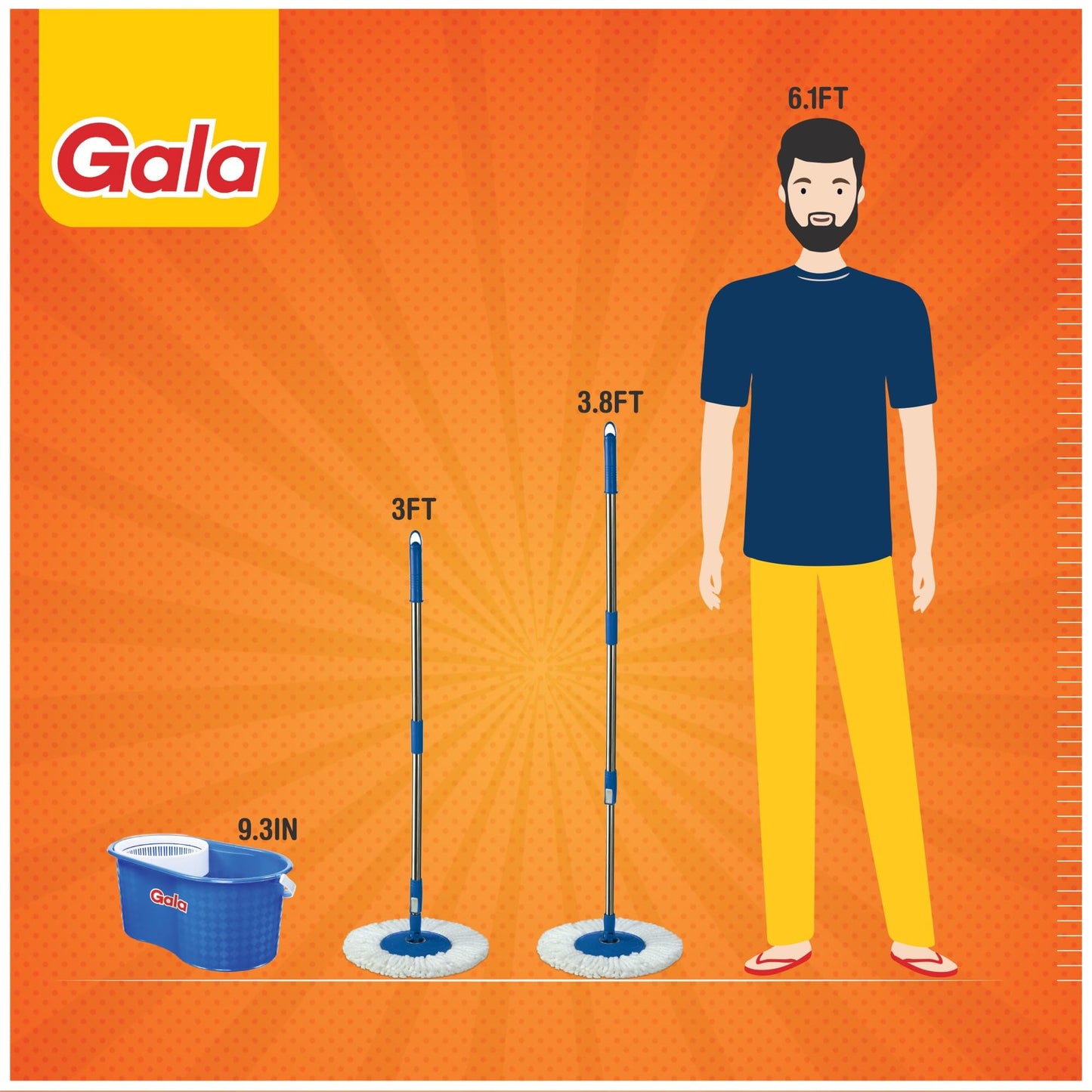 Gala Aqua Spin 151617 Mop (Aqua Blue And White, 4-Pieces) - Medaid International