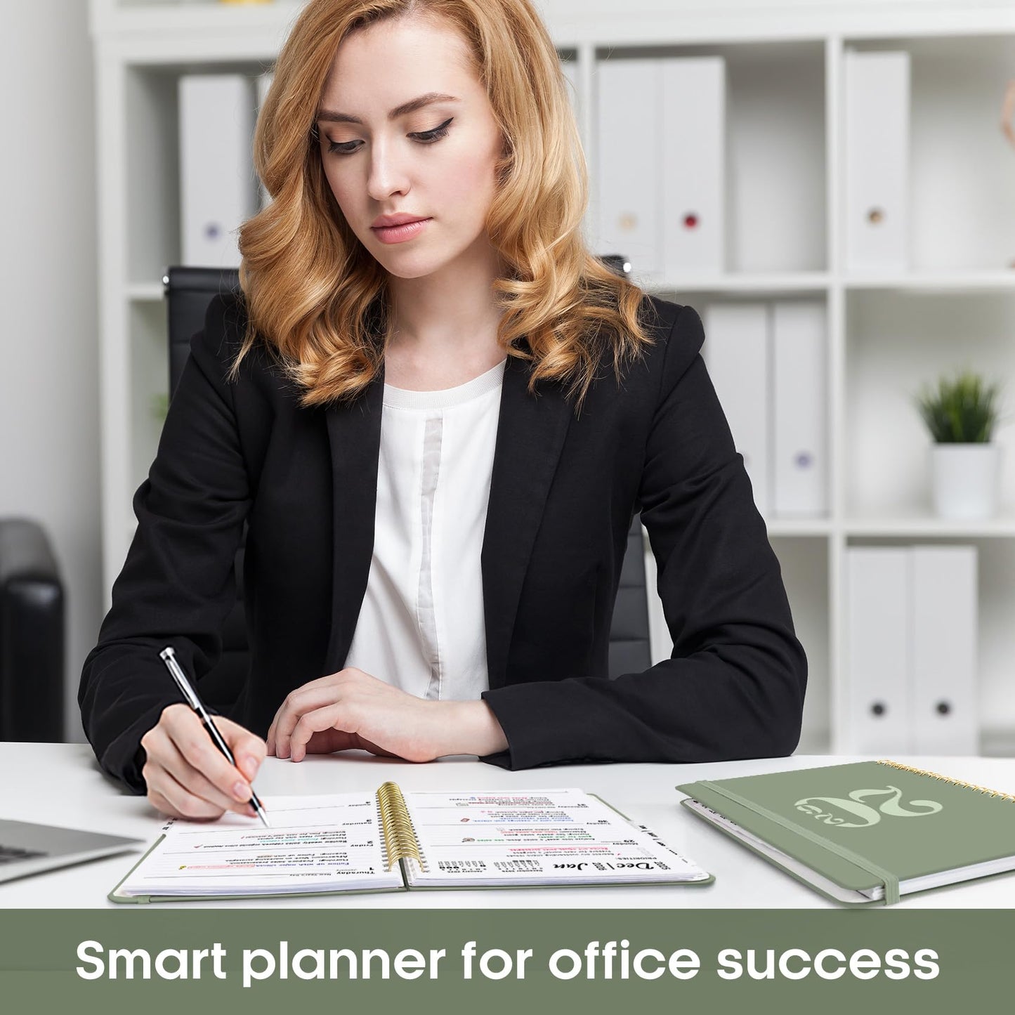 2026 Planner, Weekly and Monthly Calender Planner, Jan 2026 to Dec 2026, Hardcover 2026 Calendar Planner Book with Tabs & Inner Pocket, Office Home School Supplies for Women & Men - A5 (6.3" x 8.5"), Green - Medaid International