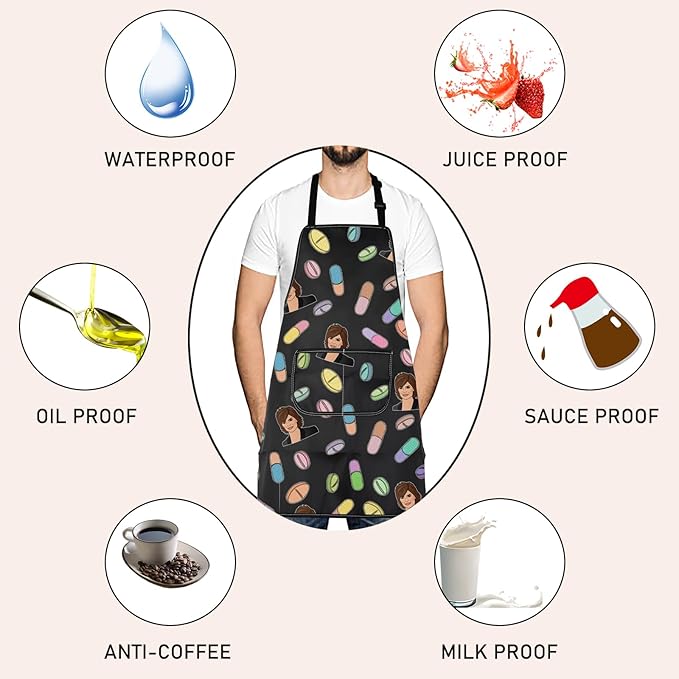 LEVLO Stars Fans Gifts Xanax Smoothie Time Kitchen Apron for Housewives Baking Cooking Lover Gifts - Medaid