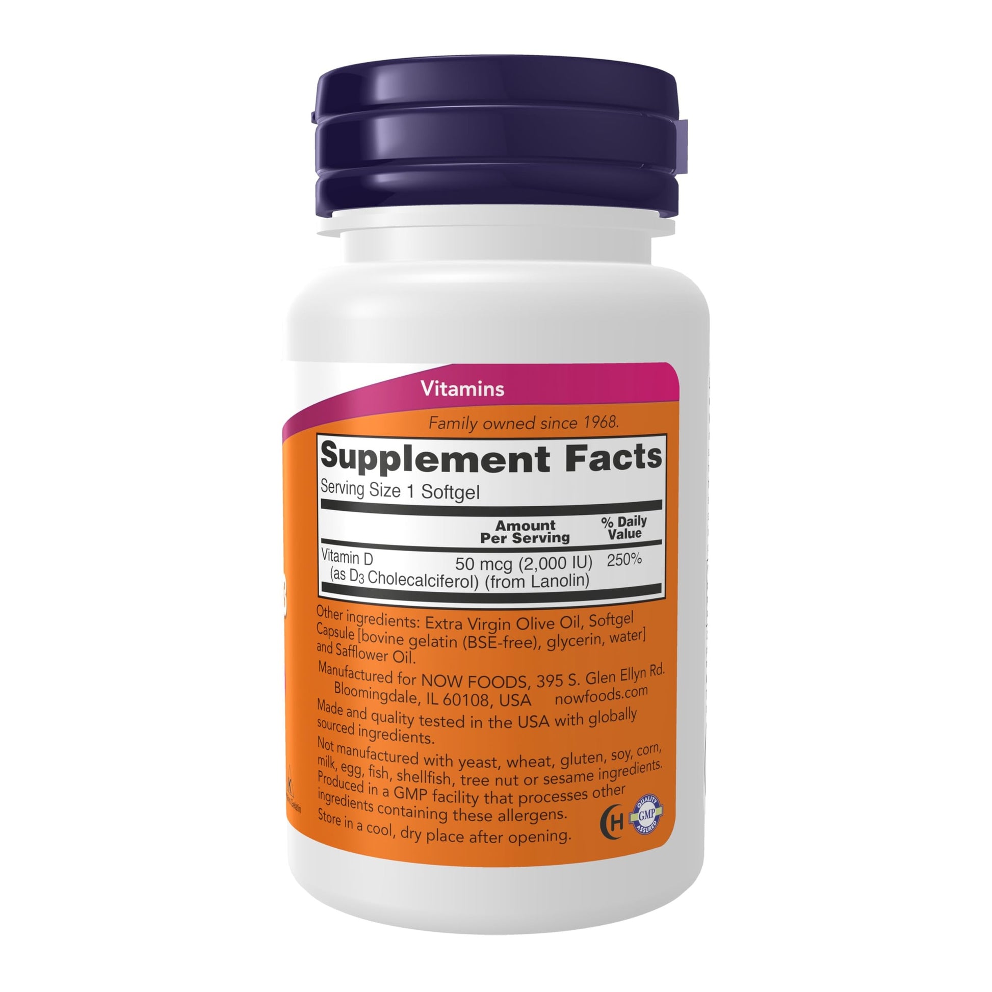NOW Foods Supplements, Vitamin D-3 2,000 IU, High Potency, Structural Support*, 120 Softgels - Medaid International