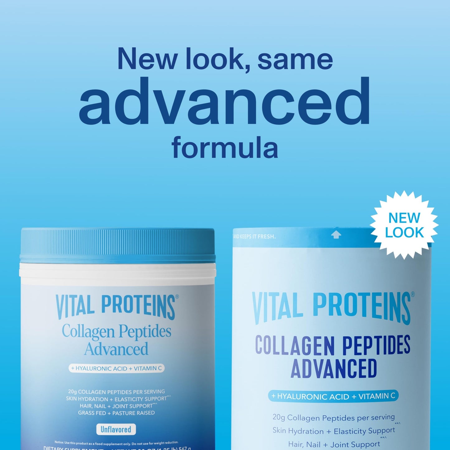 Vital Proteins Collagen Peptides Powder Advanced with Hyaluronic Acid & Vitamin C - 20oz Collagen Protein, Unflavored, 27 Servings - Medaid International