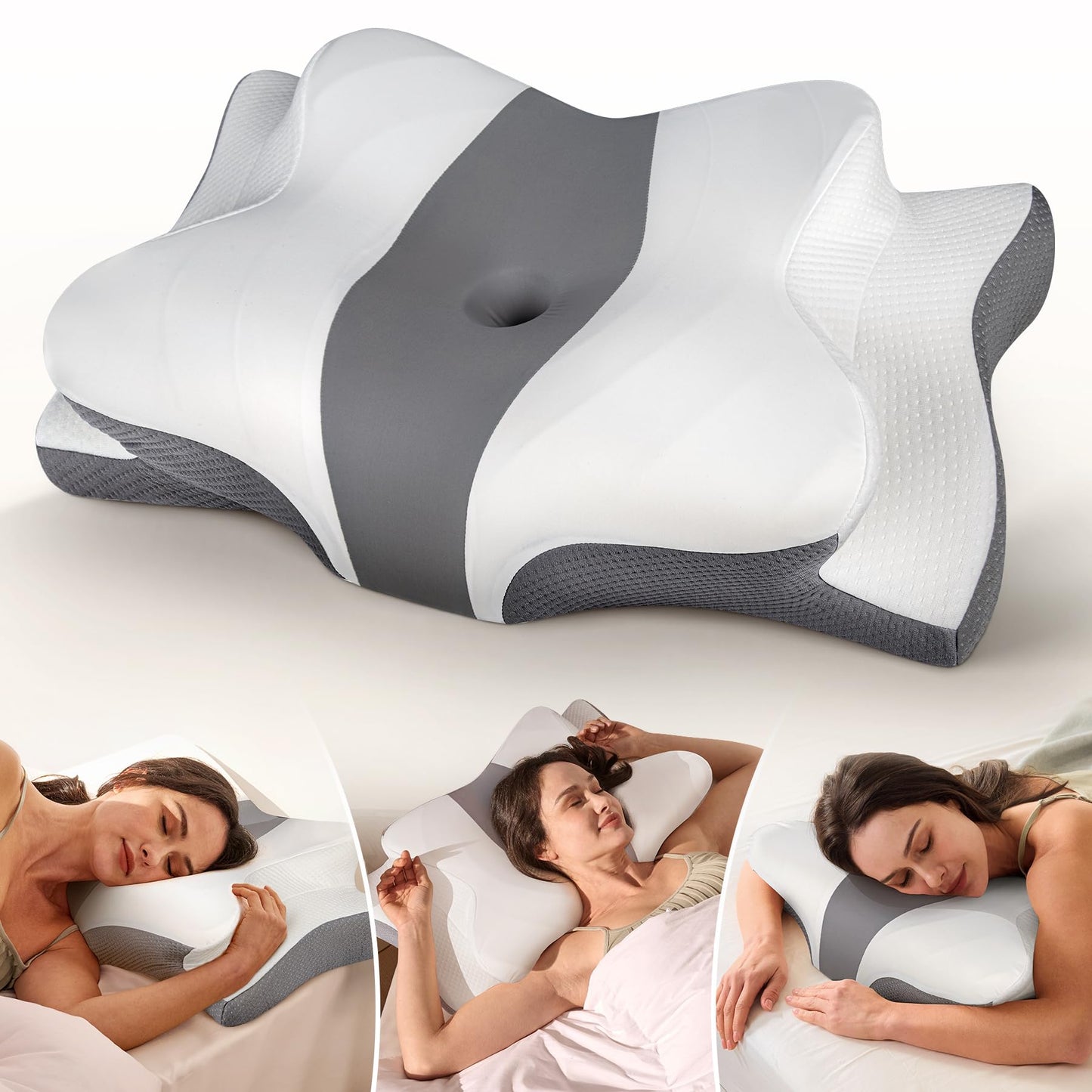 Cozyplayer True Cooling Cervical Neck Pillow for Pain Relief, Ergonomic Side Sleeper Pillow for Neck Support, Odorless Orthopedic Contour Memory Foam Pillows, Bed Pillow for Back Stomach Sleeper - Medaid International