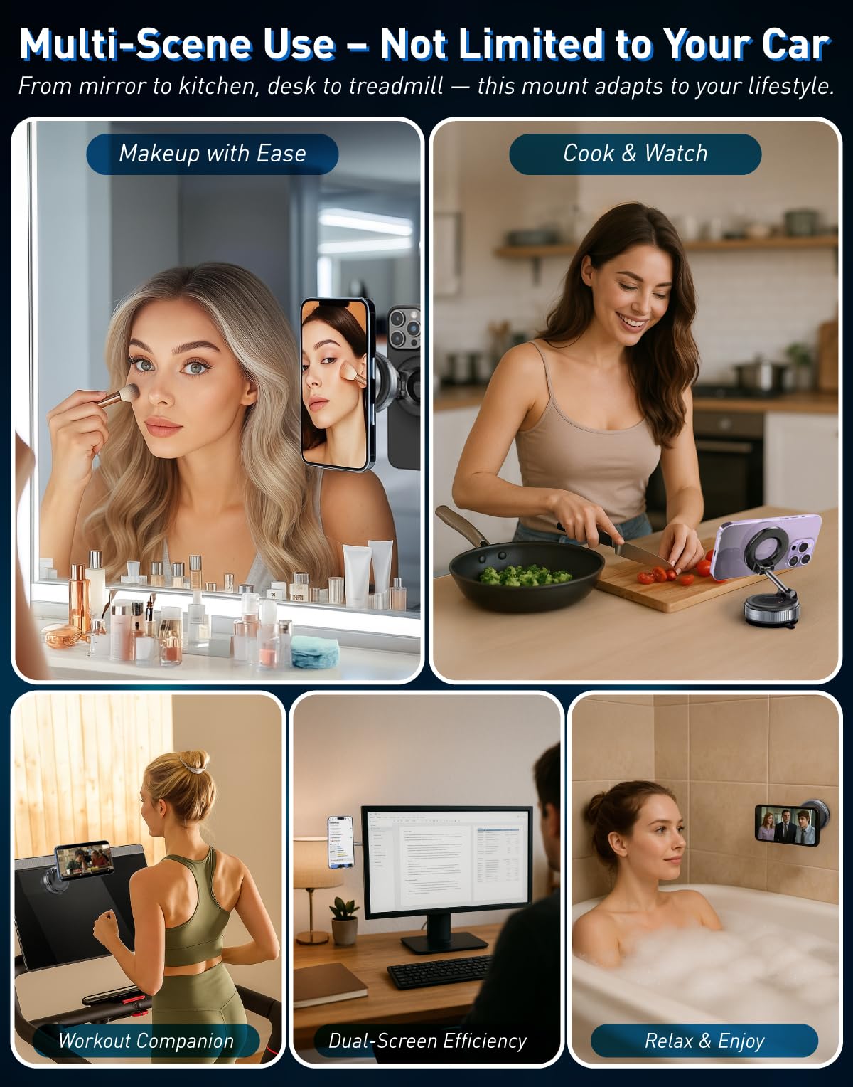 E EAKSON Magnetic Suction Cup Phone Mount for Magsafe, 360° Adjustable Magnetic Car Phone Holder, Pocket Size Foldable Car Mount, Cell Phone Holders for Your Car for iPhone 17 16 15 14 13 12 Series - Medaid International