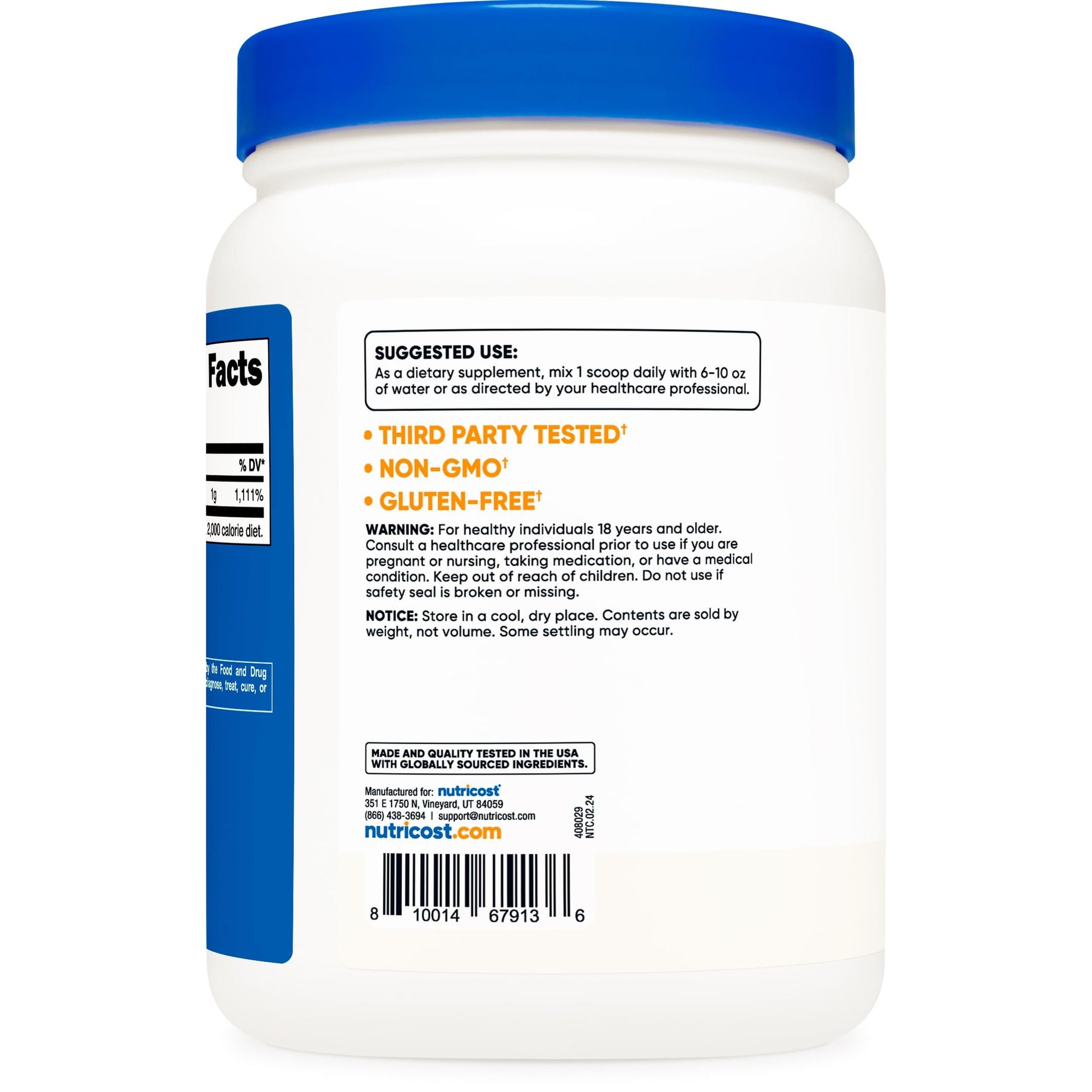 Nutricost Ascorbic Acid Powder (Vitamin C) 2 LBS - Gluten Free, Non-GMO - Medaid International