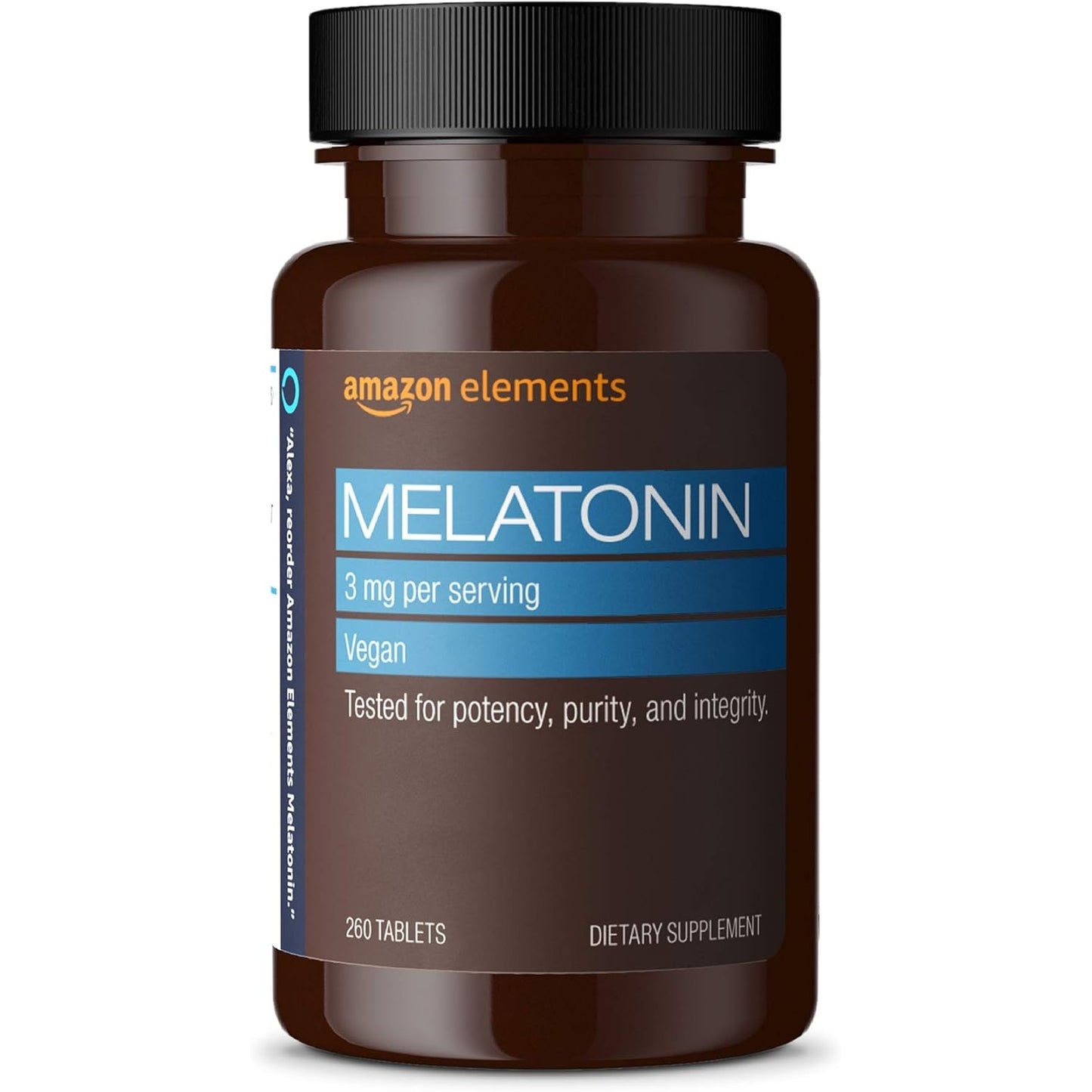 Amazon Elements Melatonin 3mg, Helps with occasional sleeplessness, Vegan, Unflavored, 260 Tablets, 8 month supply (Packaging may vary) - Medaid International