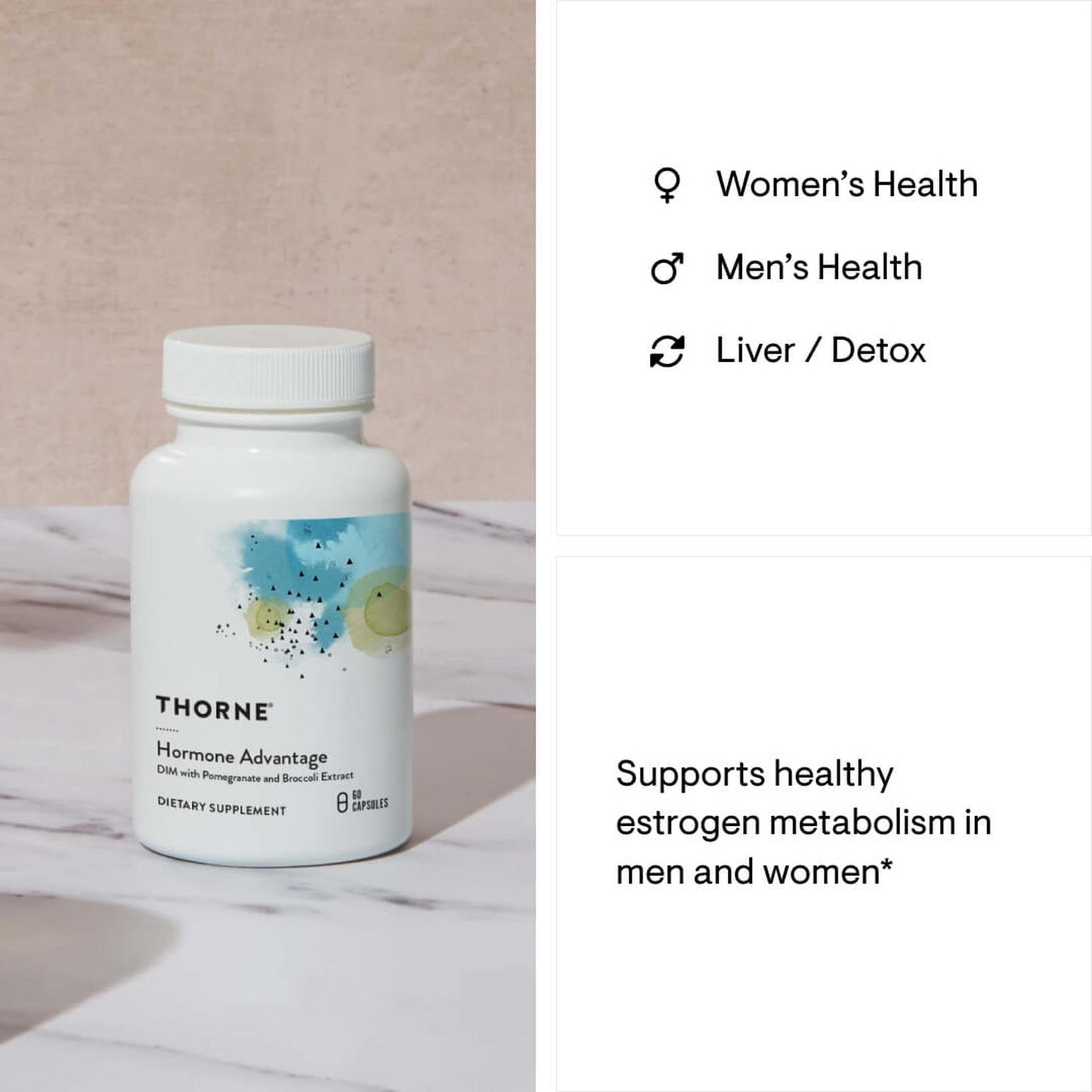 THORNE - Hormone Advantage - (Formerly DIM Advantage) Estrogen Support & Hormone Balance for Men & Women* - Featuring DIM and Pomegranate Extract - 60 Capsules - Medaid International