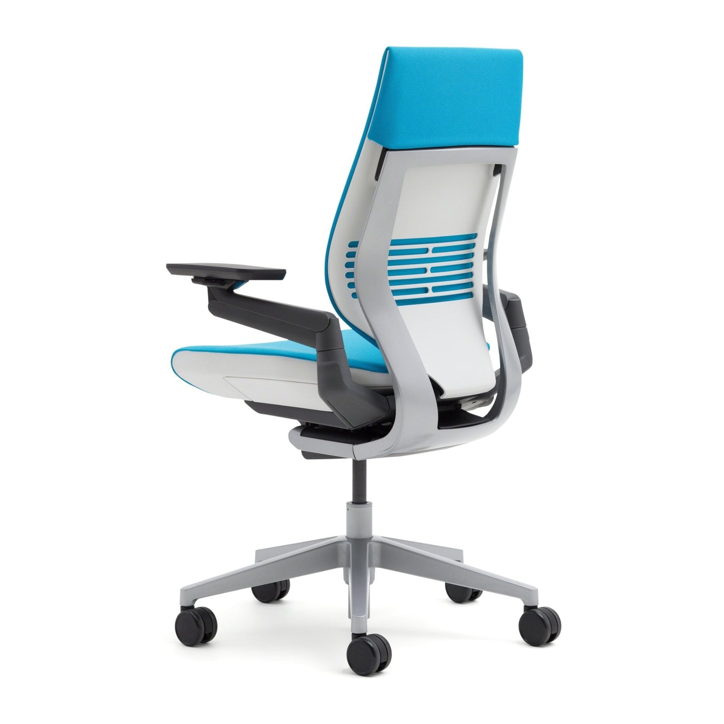 Steelcase Gesture Office Chair - Cogent Connect Scarlet Red Upholstered Wrapped Back Black Frame Medium Seat Black Seat/Back/Arms Hard Floor Caster Wheels - Medaid International