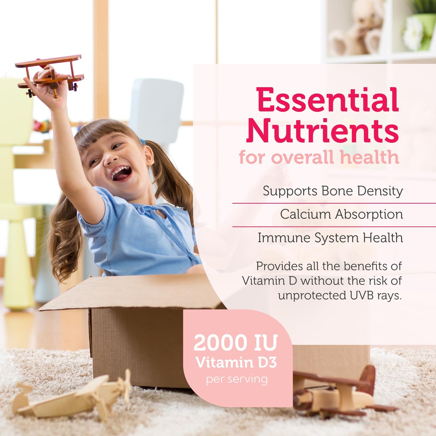 Zahler - Junior Vitamin D3 + K2 Chewable Tablets for Kids| Vitamin D for Kids 2000 IU | Delicious Vitamin D K2 Chews to Support Healthy Bones & Teeth - Kosher, Less Sugar Than Gummies (90 Count) - Medaid International