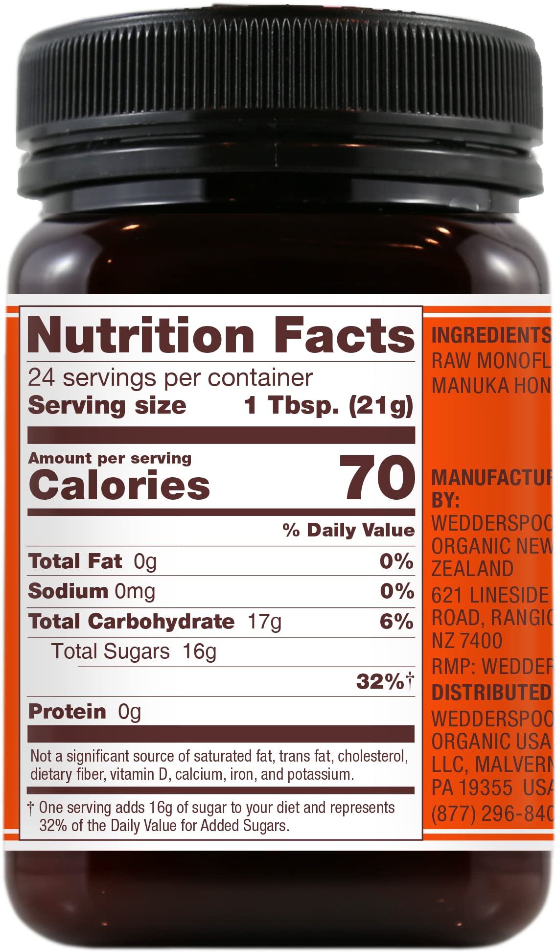Wedderspoon Raw Premium Manuka Honey, KFactor 16, 17.6 Oz, Unpasteurized, Genuine New Zealand Honey, Traceable from Our Hives to Your Home - Medaid International