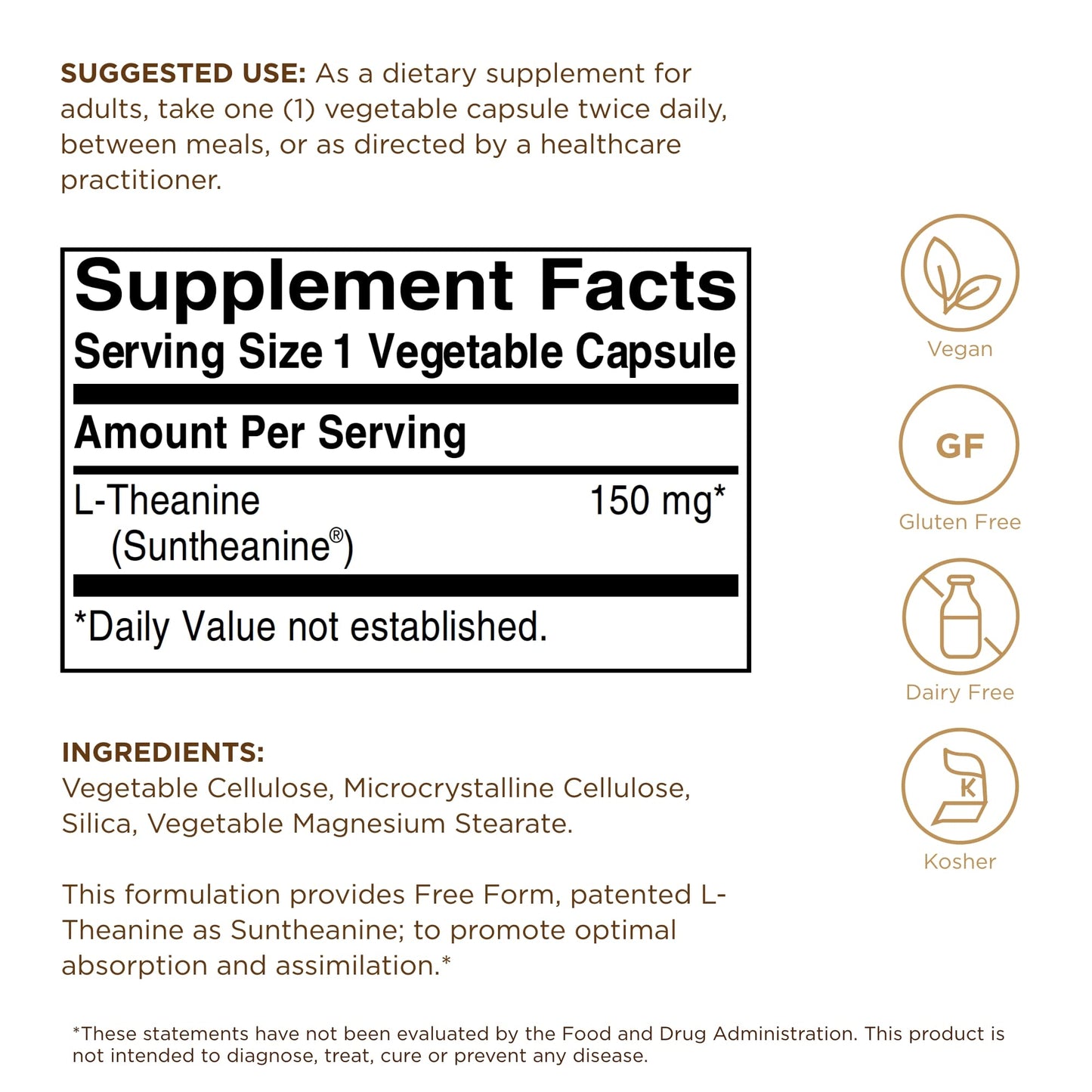 Solgar L-Theanine 150 mg - 60 Vegetable Capsules - Promotes Relaxation - Non-GMO, Vegan, Kosher & Gluten Free - 60 Servings - Medaid International