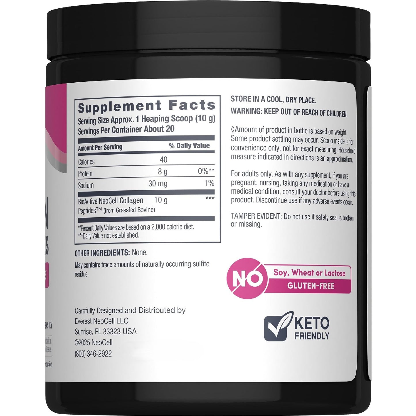 NeoCell Super Collagen Peptides, 10g Collagen Peptides per Serving, Gluten Free, Keto Friendly, Non-GMO, Grass Fed, Healthy Hair, Skin, Nails and Joints, Unflavored Powder, 7 oz., 1 Canister - Medaid International