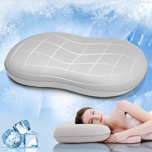 Elegear Deep Sleep Cooling Neck Pillow, Cervical Neck Support Pillow for Pain Relief with Zero-Pressure Tech & Built-in Springs Design, Ergonomic Contour Memory Foam Pillows for Back&Side Sleepers - M - Medaid International