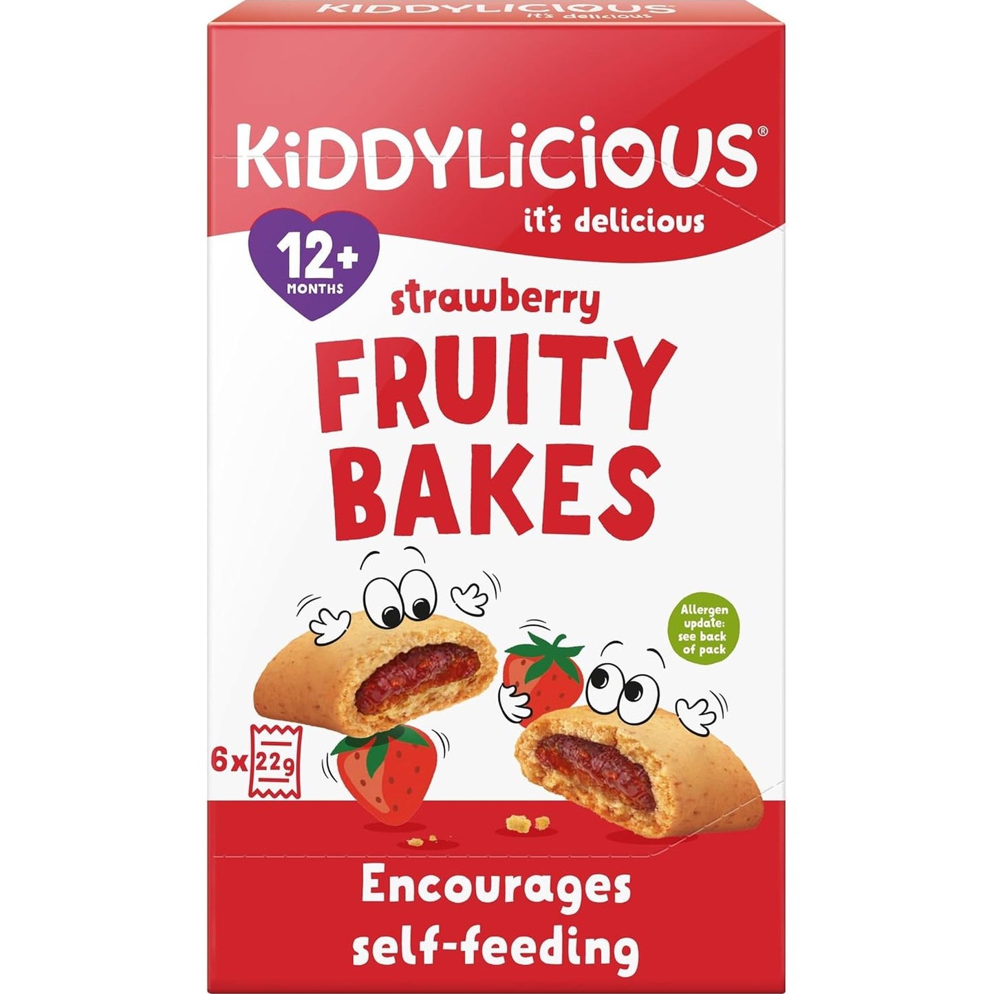 Kiddylicious Strawberry Fruity Bakes - Delicious Snacks for Kids with Real Fruit Centre - Suitable for 12+ Months - Medaid International