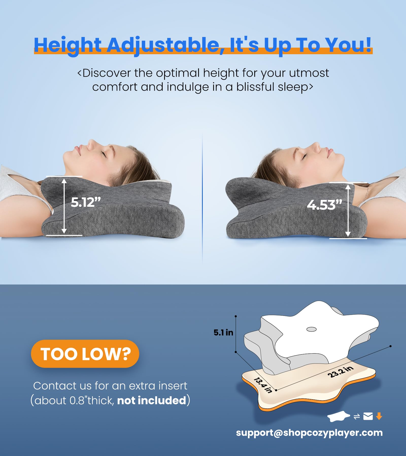 Ultra Pain Relief Cooling Pillow for Neck Support, Adjustable Cervical Neck Pillow Cozy Sleeping, Odorless Ergonomic Contour Memory Foam Pillows, Orthopedic Bed Pillow for Side Back Stomach Sleeper - Medaid International