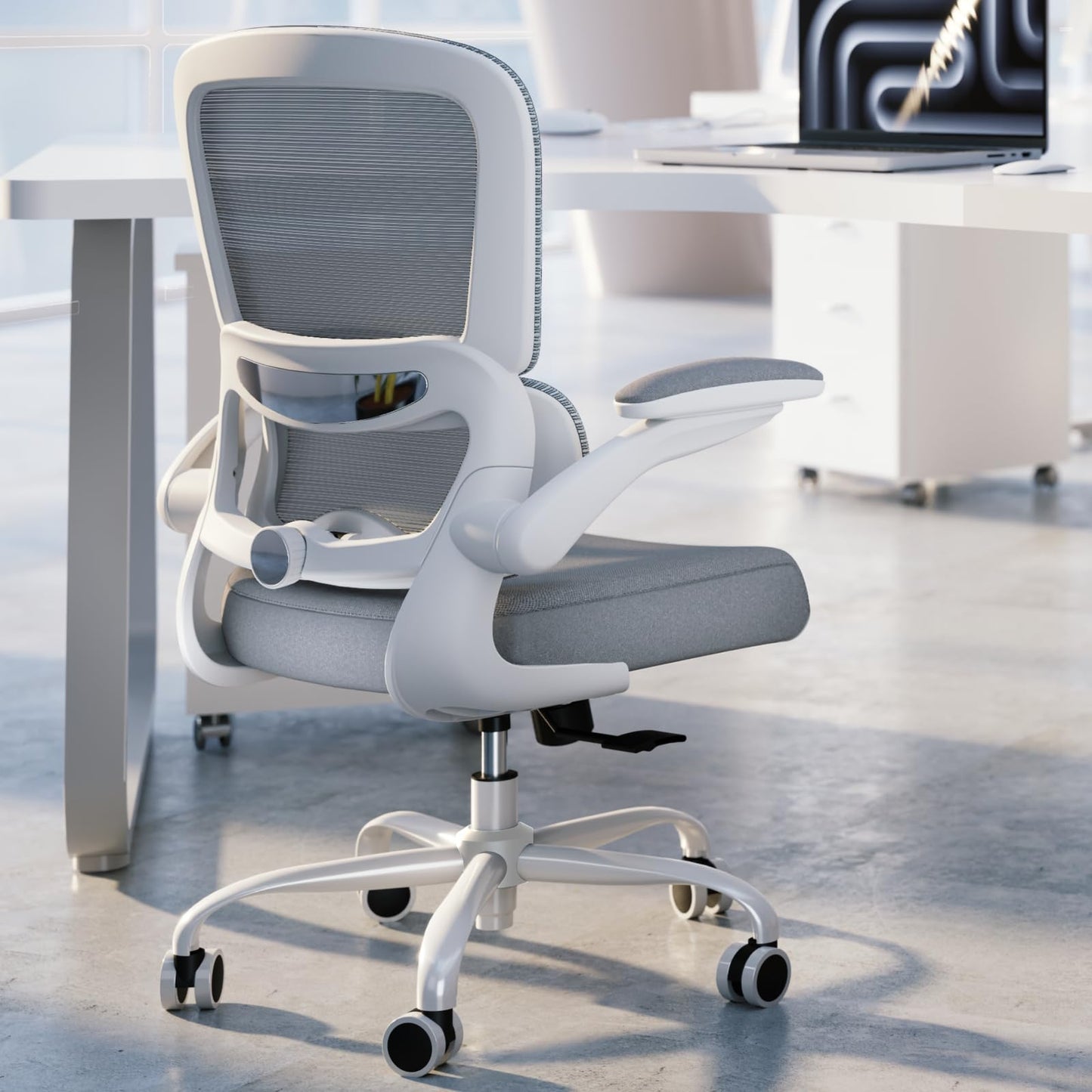 TRALT Office Chair - Ergonomic Desk Chair with Adjustable Lumbar Support, Mesh Computer Chair, Executive Chairs for Home Office Comfortable Lumbar Support (White) - Medaid International