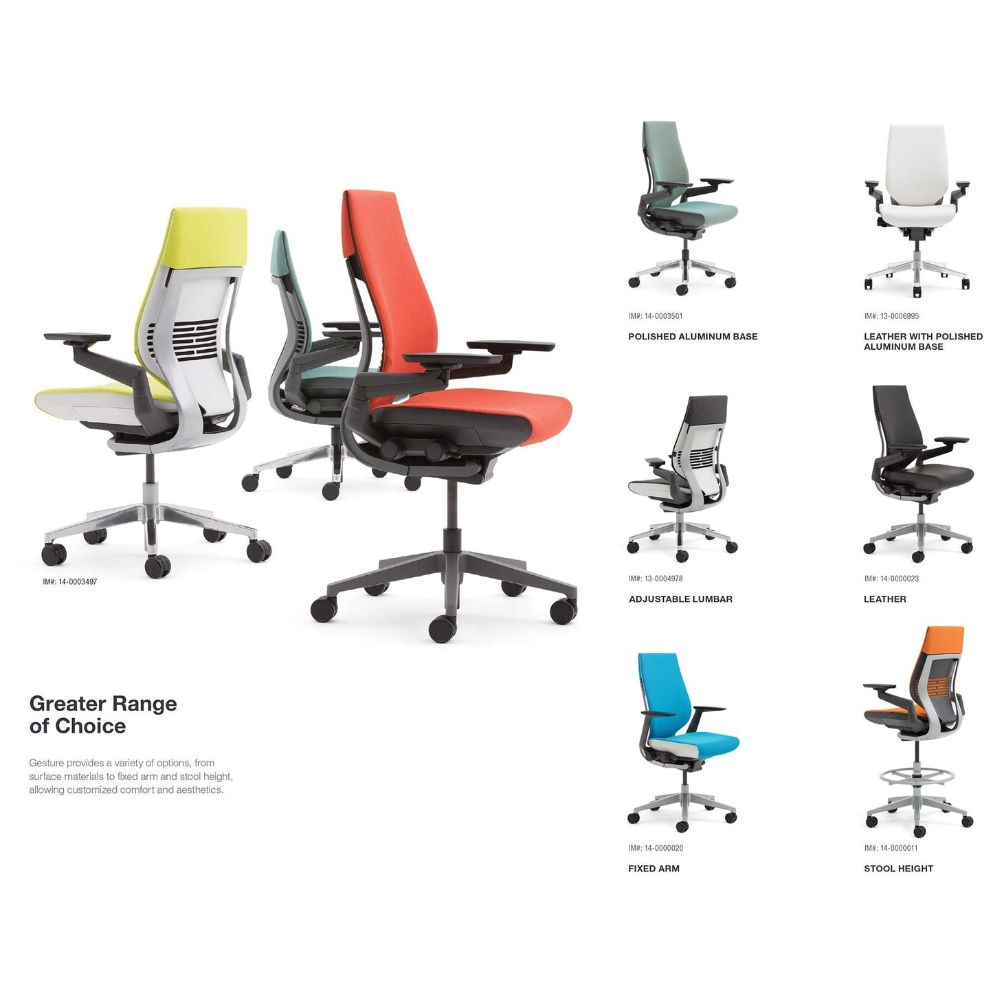 Steelcase Gesture Office Chair - Cogent: Connect Malt Fabric, Medium Seat Height, Shell Back, Light on Light Frame, Lumbar Support - Medaid International